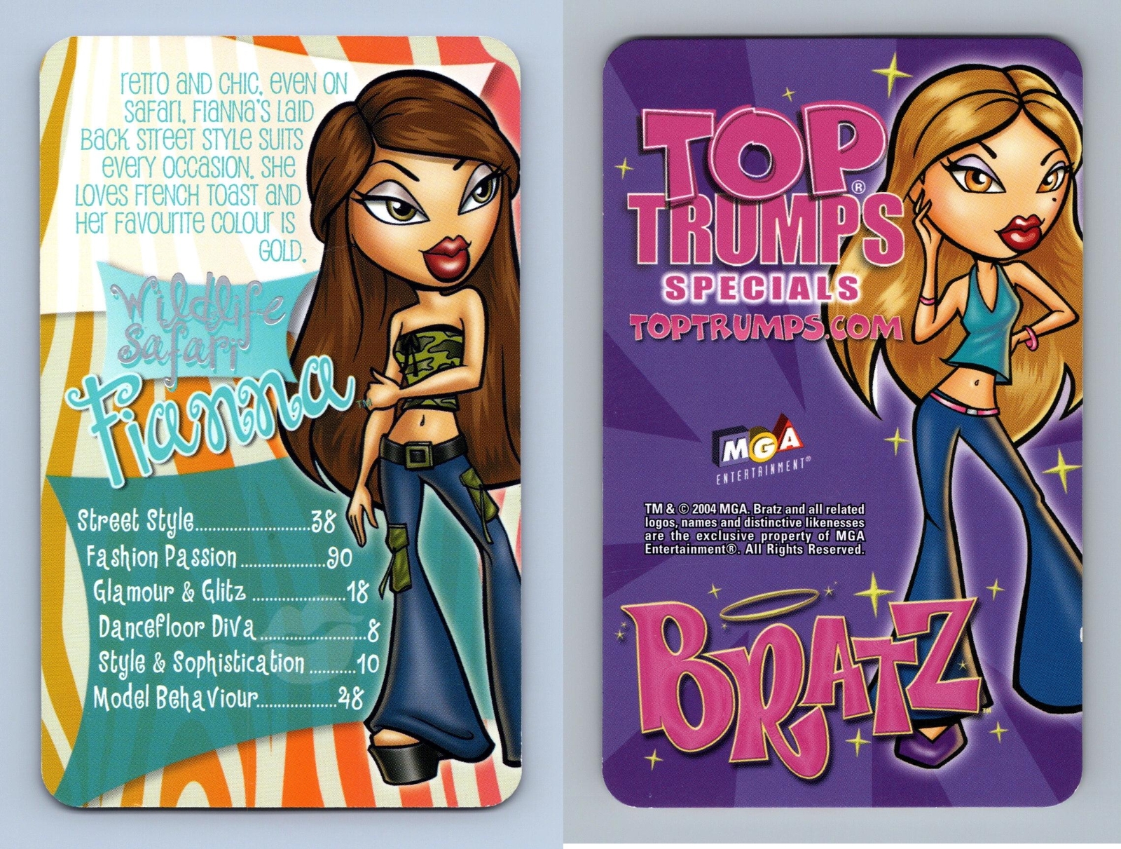 Wildlife Safari Fianna - Bratz 2004 Top Trumps Specials Card