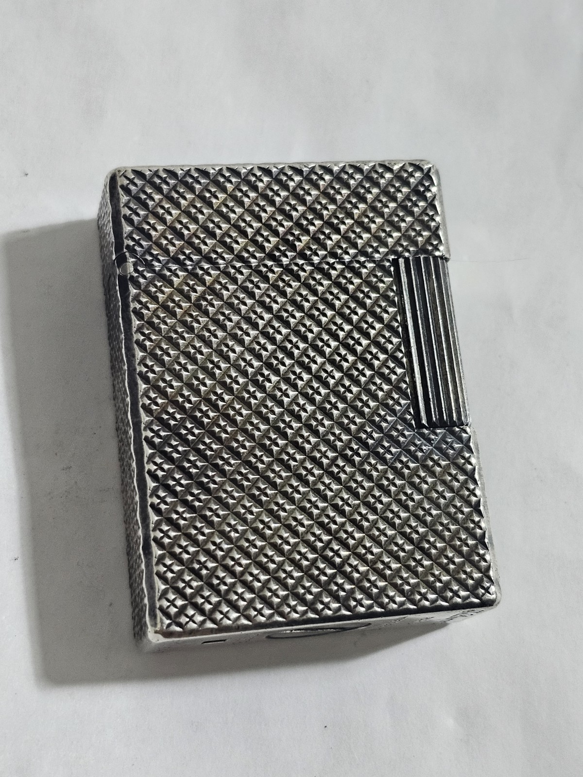 Beautiful Antique Vintage St DUPONT Silver Plated Lighter Missing Stone