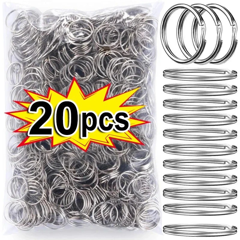 20/200pcs Stainless Steel Split Key Rings 25mm Round Keychain DIY Findings