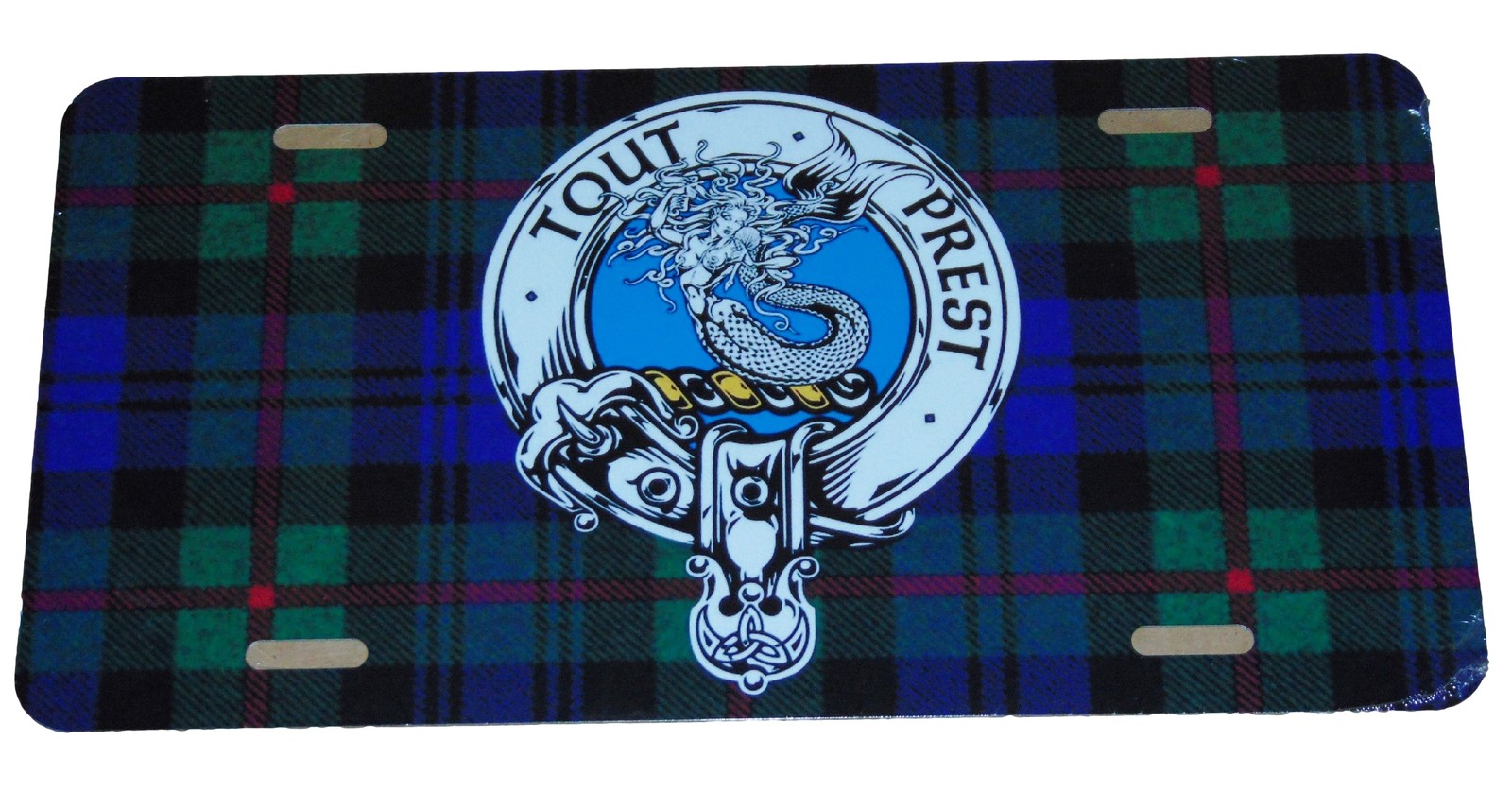 Scottish Clan Murray Mhuirich Mermaid Blue Tartan License Plate 6x12 Aluminum