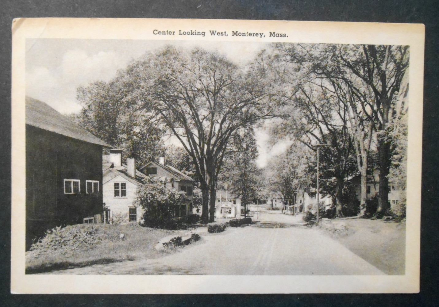 Early Center Looking West Monterey MA Street Scene Postcard Teft's Studio