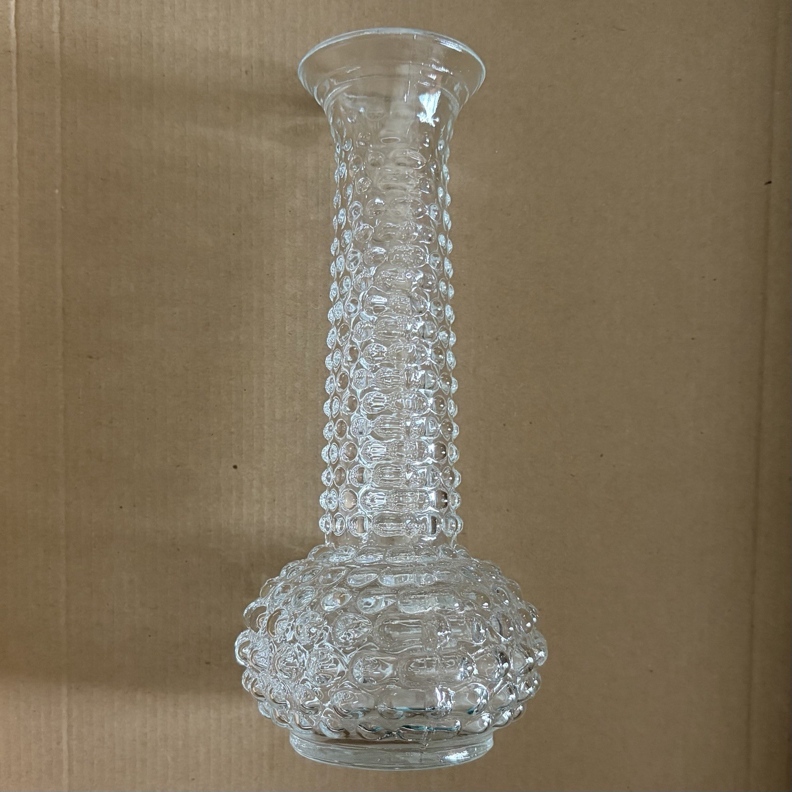 Vintage E.O. Brody Clear Hobnail Glass Bud Vase USA 7.75” Mid-Century Cottage