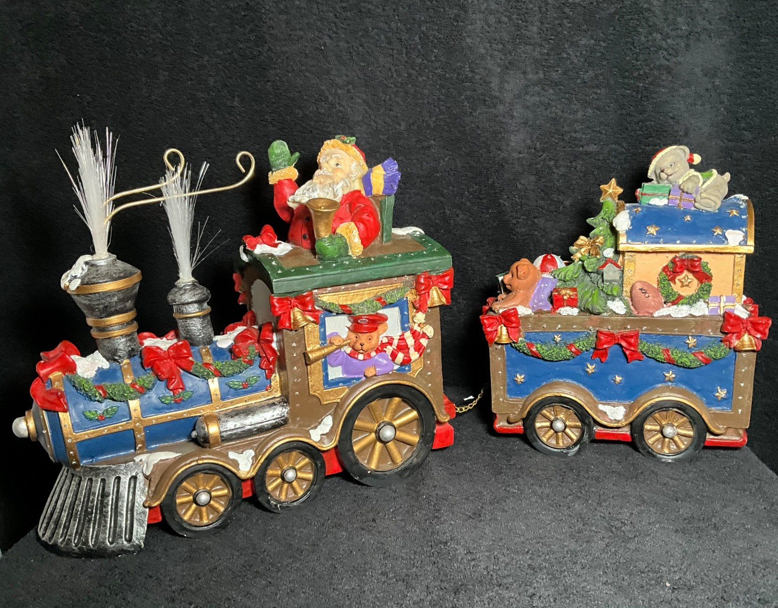 VTG 2-Piece Fiber Optic Santa\'s Train- Santa Claus Christmas Decor- Works