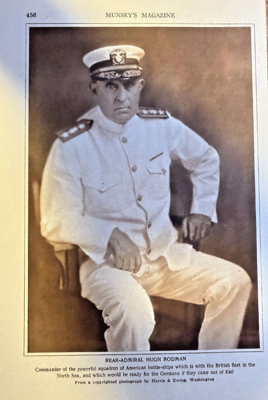 1918 Vintage Illustration Rear Admiral Hugh Rodman