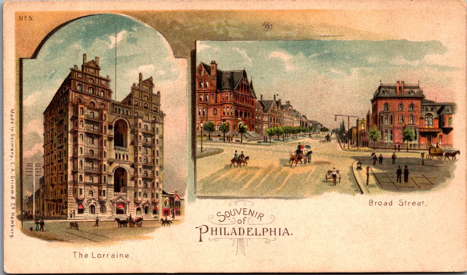 1898-1907 Souvenir of Philadelphia The Lorraine Broad Street Postcard