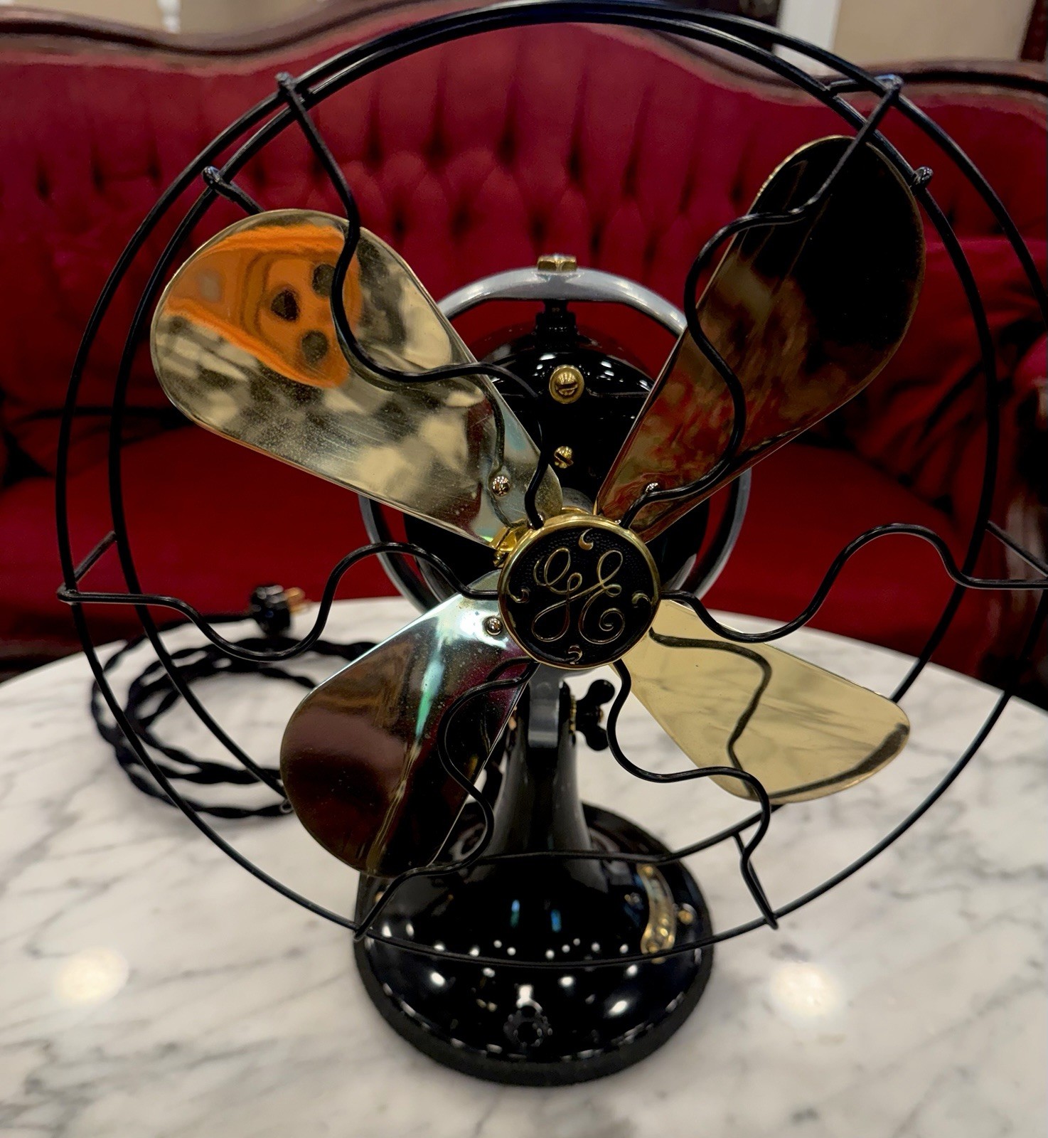 🔥Antique Vintage Electric 1920’s GE 9” Whiz Oscillating Fan Brass RESTORED