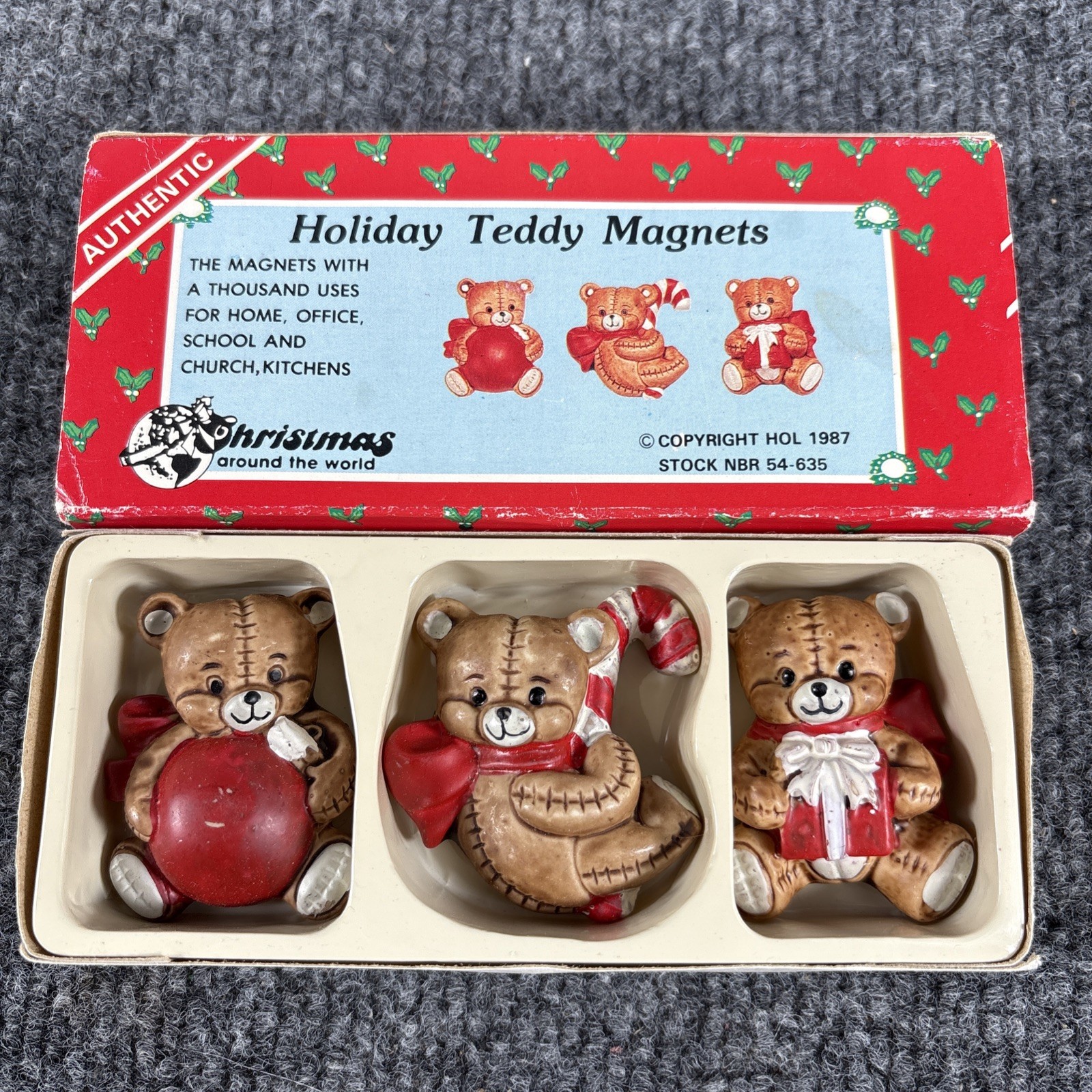 Vintage 1987 Christmas Around the World Holiday Teddy Magnets Set of 3 Vintage 1987 Christmas Around the World Holiday Teddy Magnets Set of 3