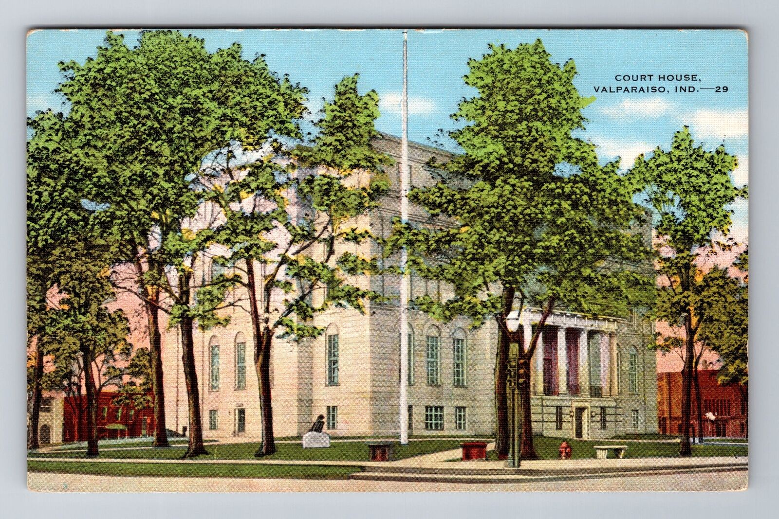 Valparaiso IN-Indiana, Court House, Antique, Vintage Souvenir Postcard