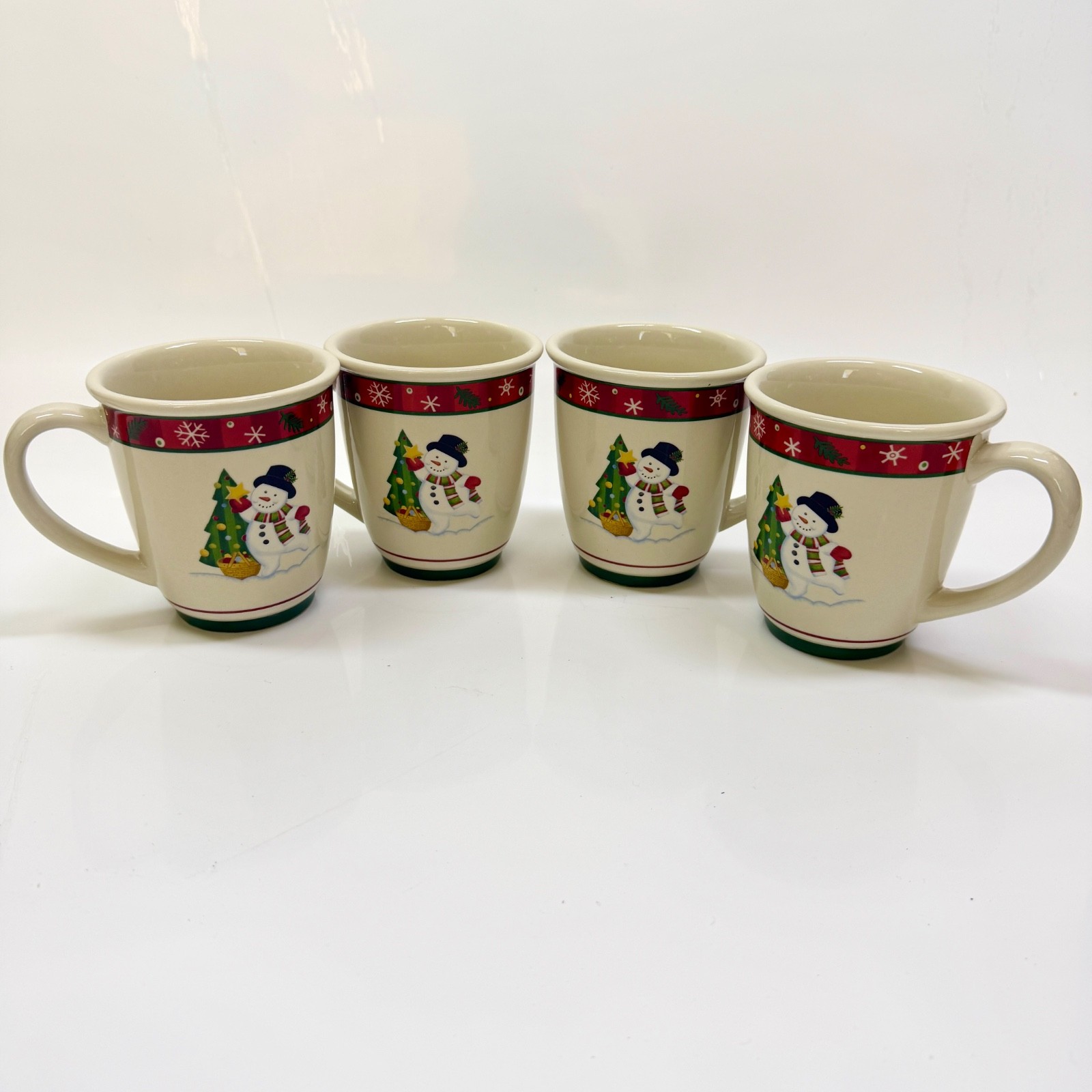 NEW Set of 4 LONGABERGER Bluster The Snowman Christmas Thick Mug Cup Milk Coffee