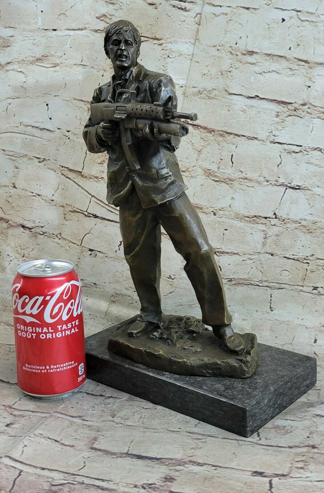 Handcrafted Detailed Al Picino Scarface with Gun Bronze Sculpture Figurine SALE