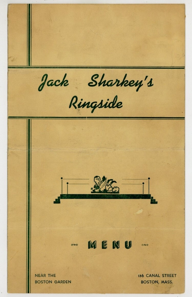 Jack Sharkey\'s Ringside Menu 1936 Heavyweight Boxing Champion Boston Irish Mob 