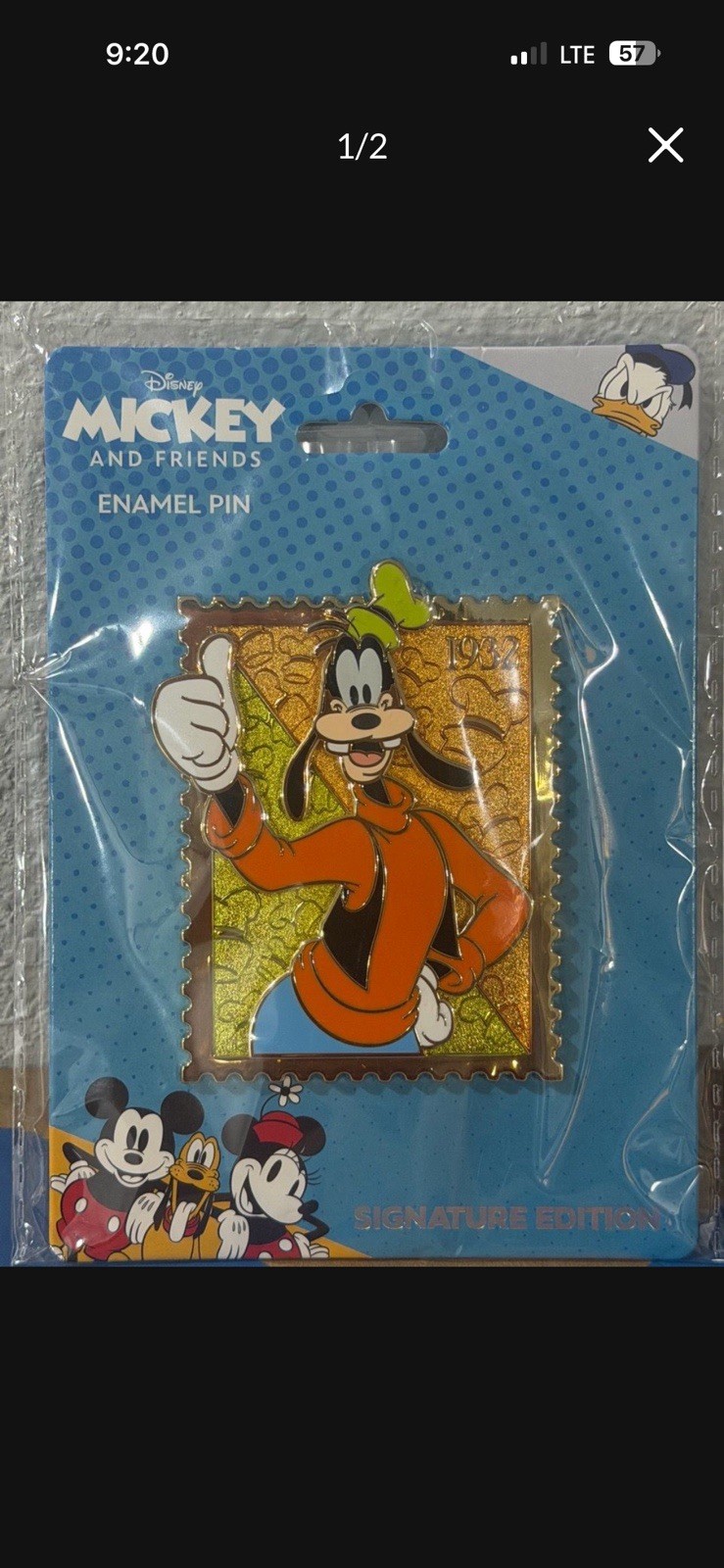 Pink a la Mode Disney Royal Stamp Goofy Collectible Pin LE 400