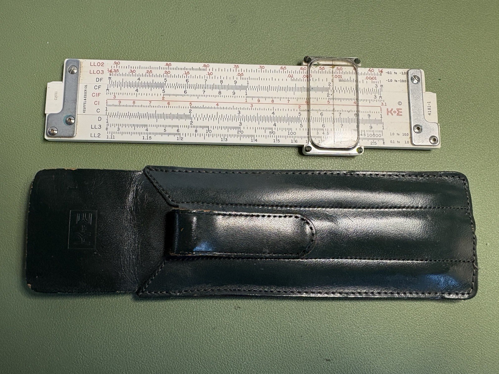Vtg Keufel & Esser K&E 4181-1 Log Log Decitrig Slide Rule w/case Very Clean