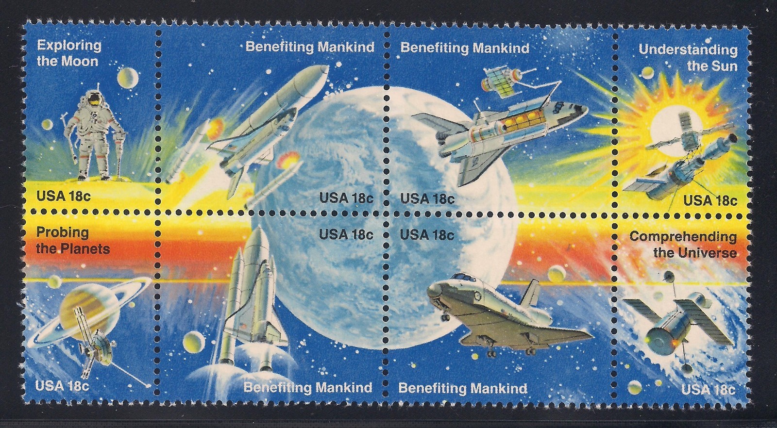 U.S. SPACE ACHIEVEMENTS 1970's-80's NASA - SPACE SHUTTLE - SET OF 8 U.S. STAMPS