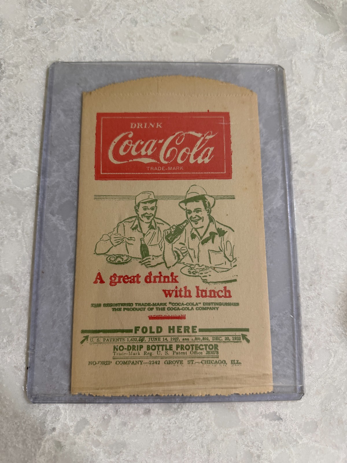 *VINTAGE* 1932 Coca Cola No Drip Bottle Protector 