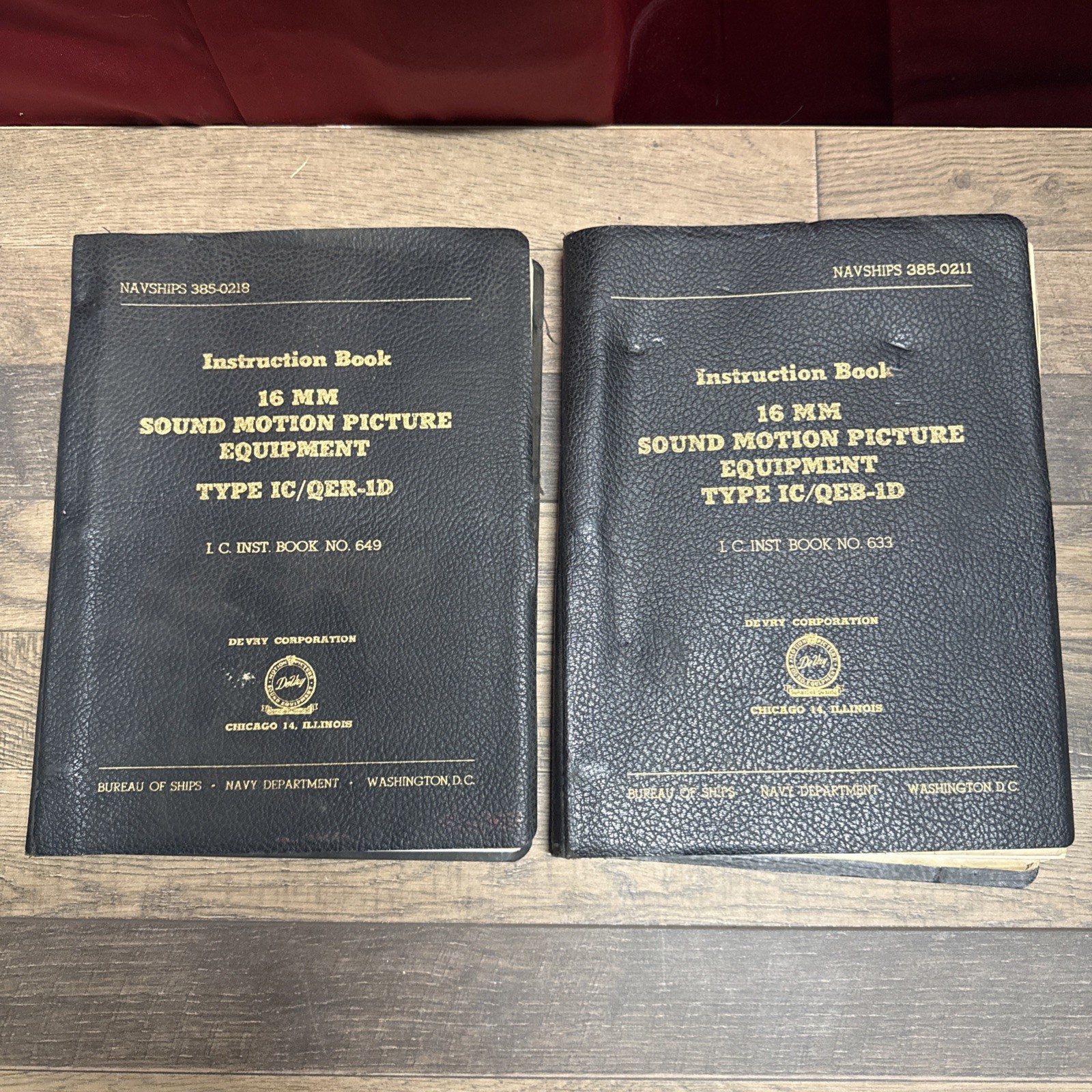 (2) VTG Instruction Book 16 mm Sound Motion Picture Equipment; Navy 1951 & 1953