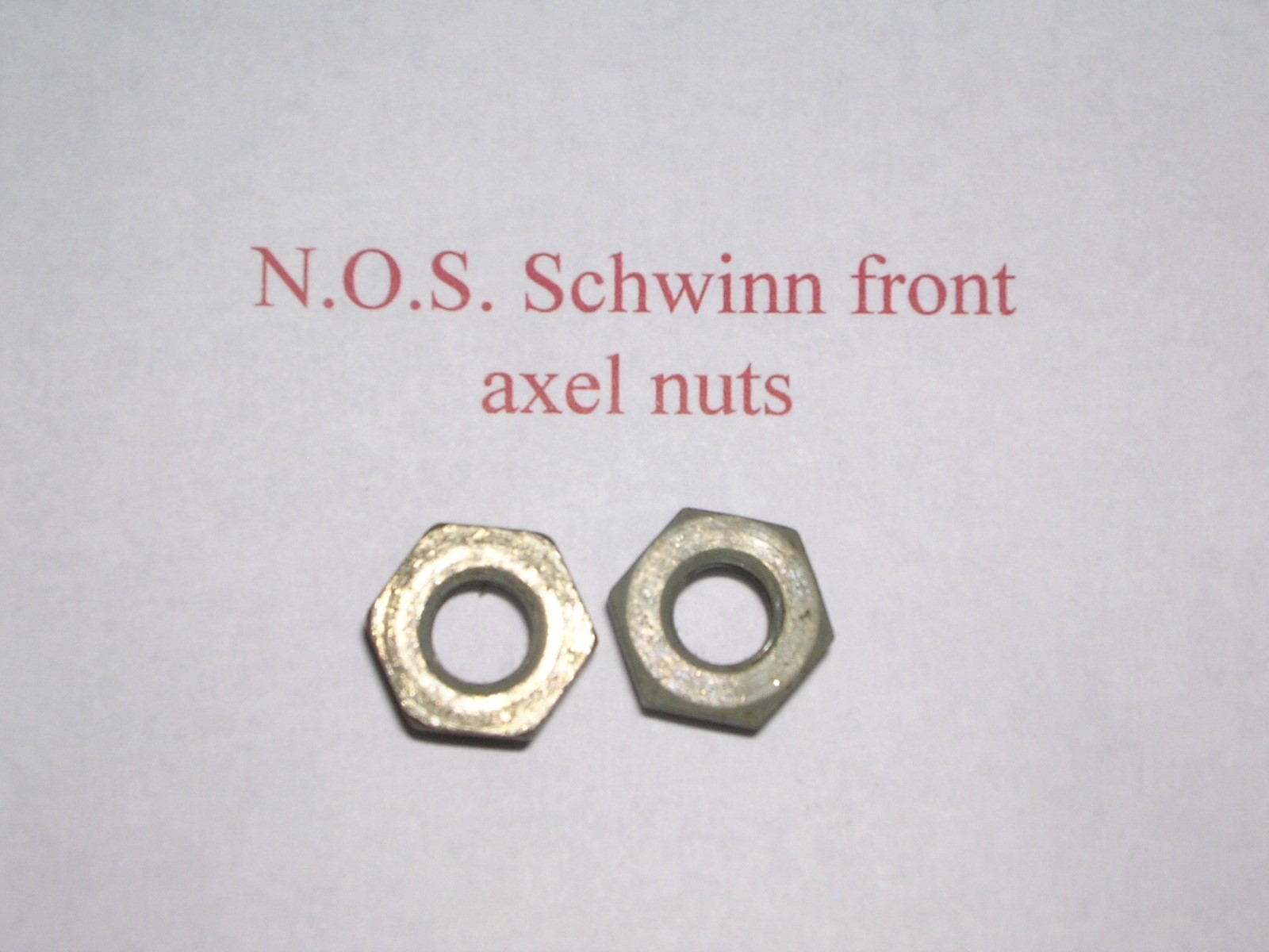 Schwinn bicycle bike  balloon tire N O S Schwinn front axle nuts 1 pair