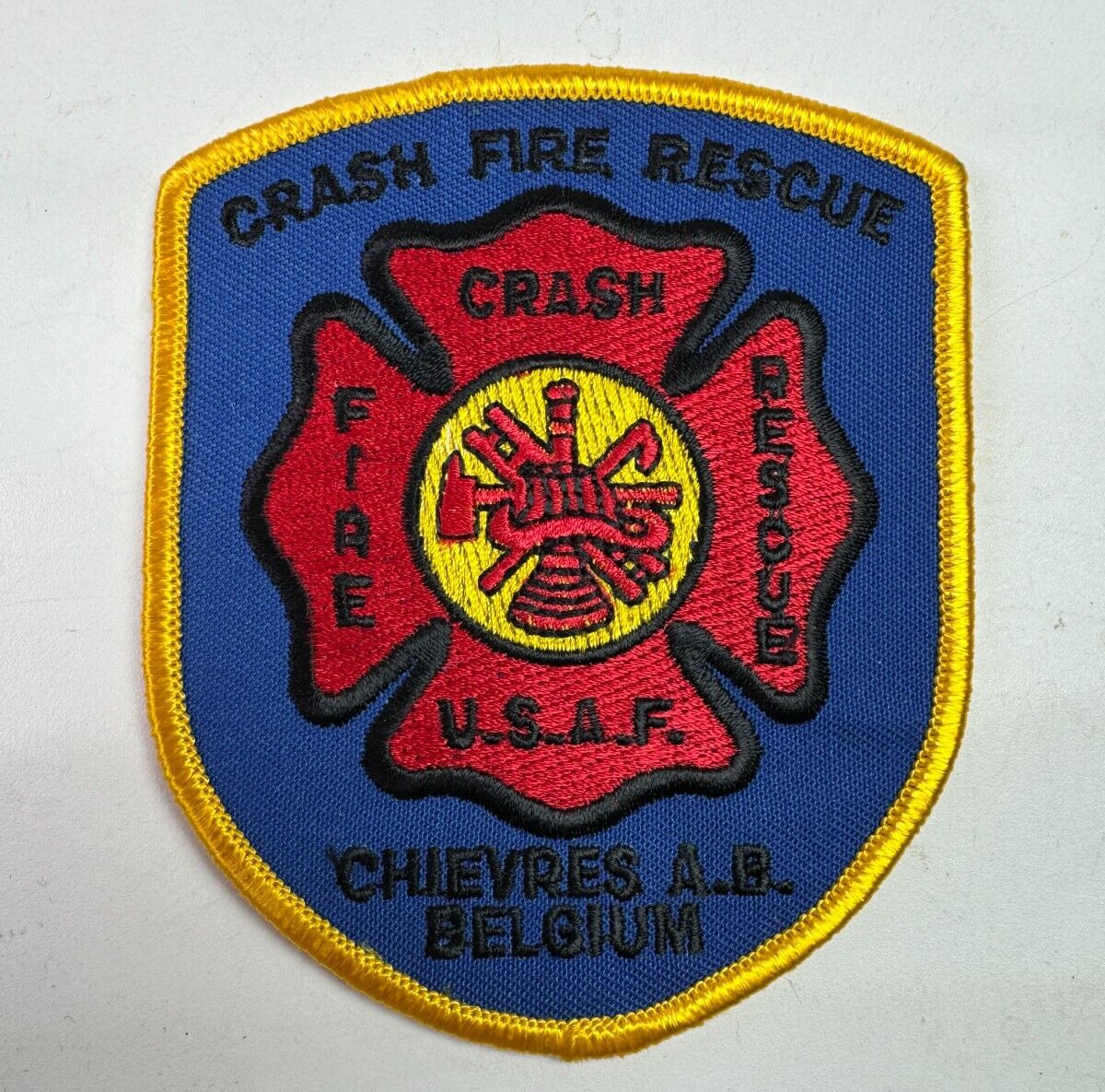 Chievres Air Base Belgium Crash Fire Rescue USAF US Air Force Military Patch H10