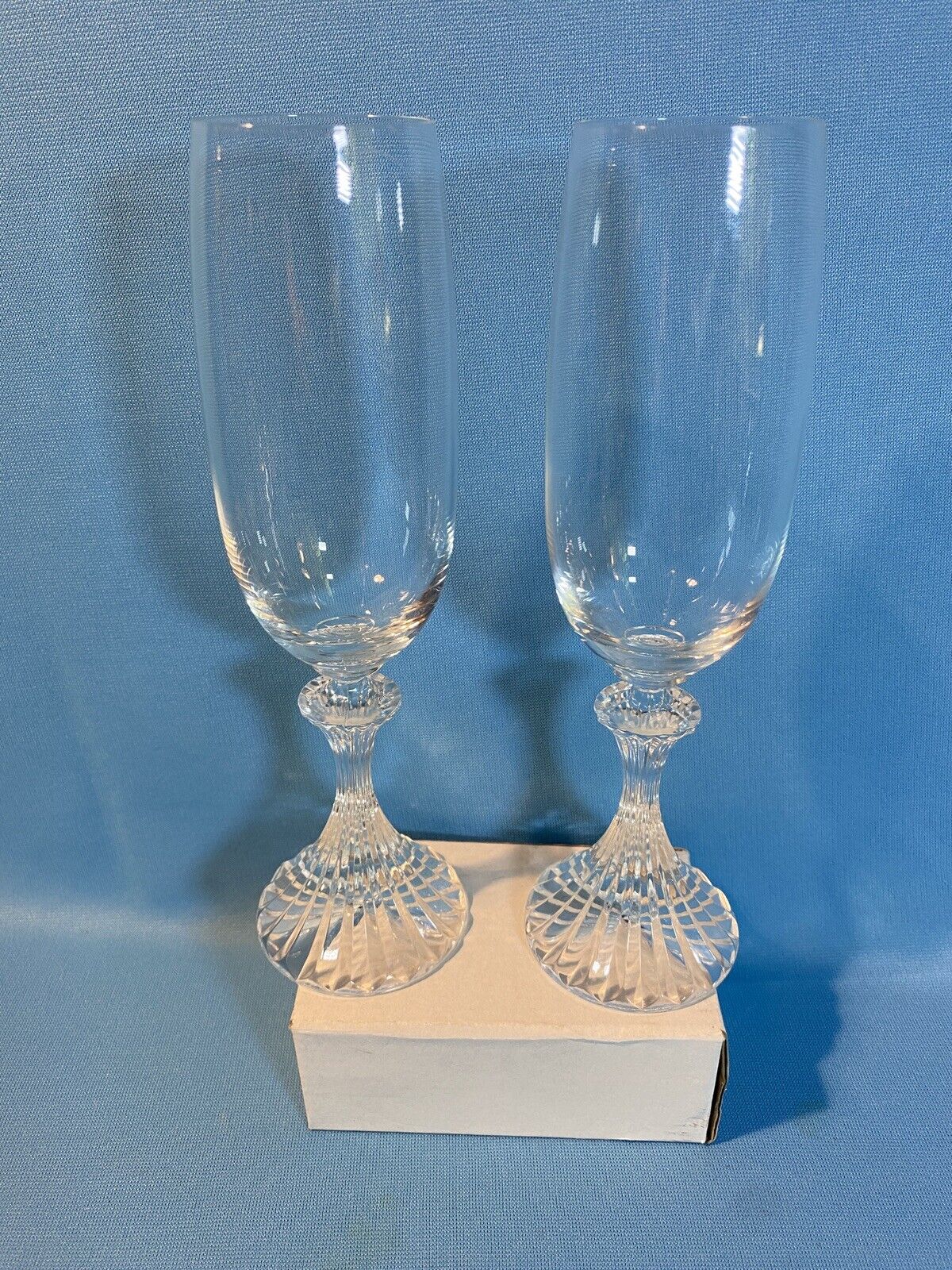 2 Mikasa The Ritz Crystal Champagne Flutes Glasses