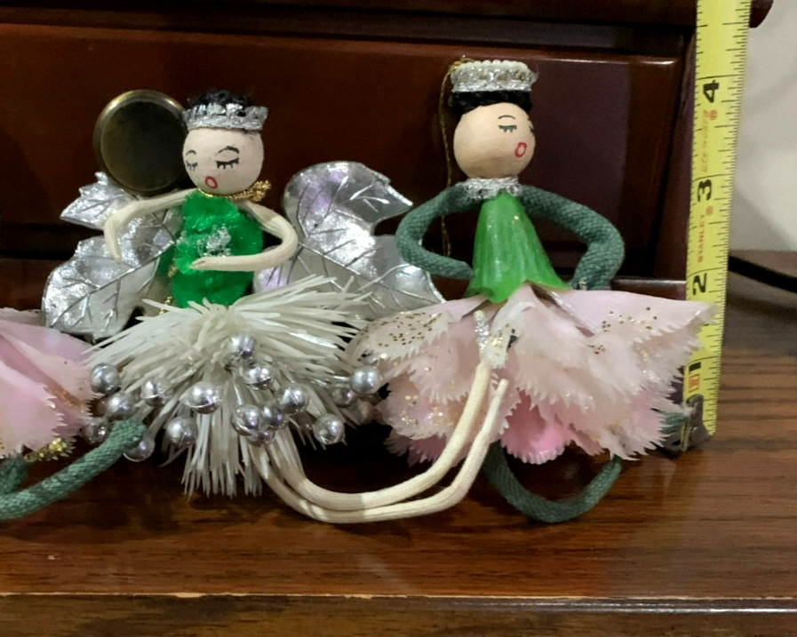 Vintage 1950s Holt Howard ? Noel Tulle 2ea Pipe Cleaner Christmas Ornament Japan