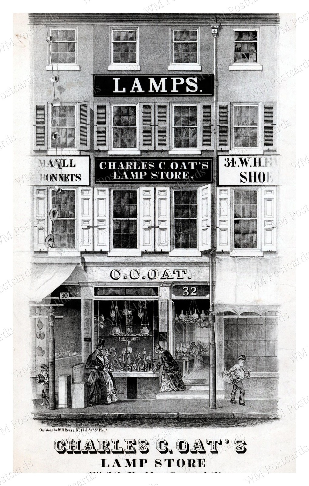 Philadelphia Pennsylvania 1848 Lamp Store Advertisement Standard Postcard