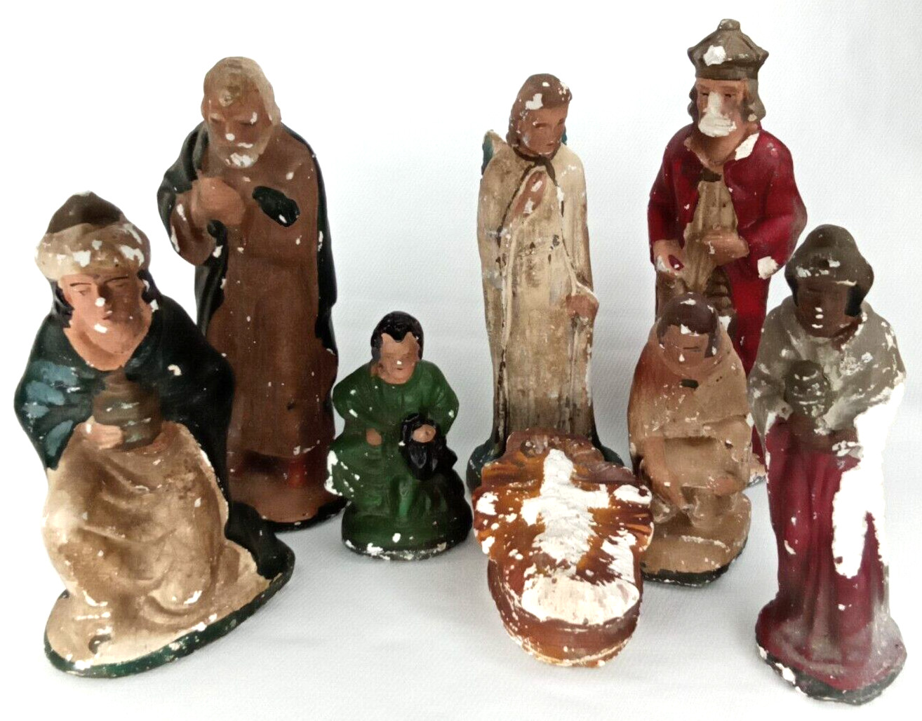 Christmas Nativity Set Chalkware Birth Of Jesus 8 Piece Set Vintage 1950s Christmas Nativity Set Chalkware Birth Of Jesus 8 Piece Set Vintage 1950s