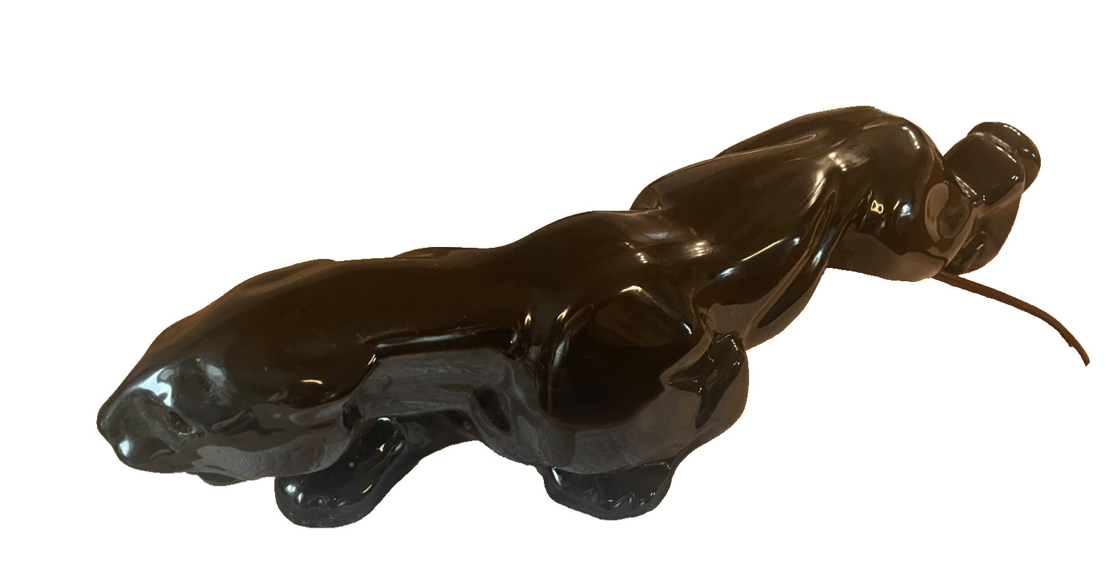 Vintage 1950s MCM Black Panther Ceramic Lamp Glossy Prowling Jaguar 1950s works Vintage 1950s MCM Black Panther Ceramic Lamp Glossy Prowling Jaguar 1950s works