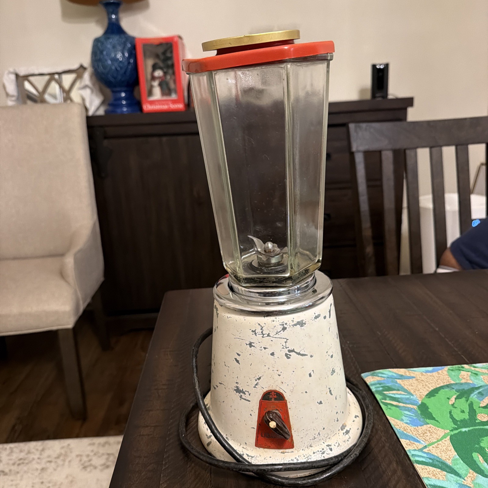 Vintage Antique Knapp Monarch Liquidizer Blender White Red KM glass 3 Speed no