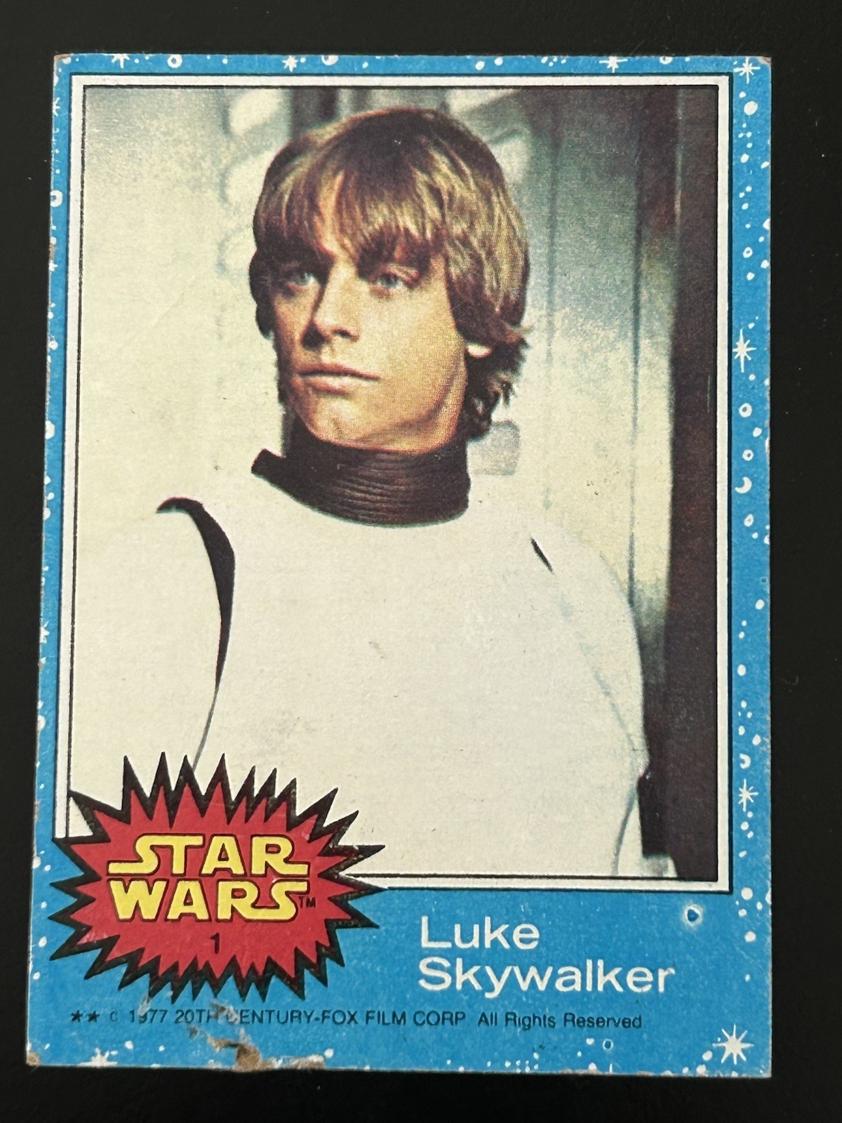 1977 Topps Star Wars Blue Series 1, Luke Skywalker, Ungraded Card 1977 Topps Star Wars Blue Series 1, Luke Skywalker, Ungraded Card