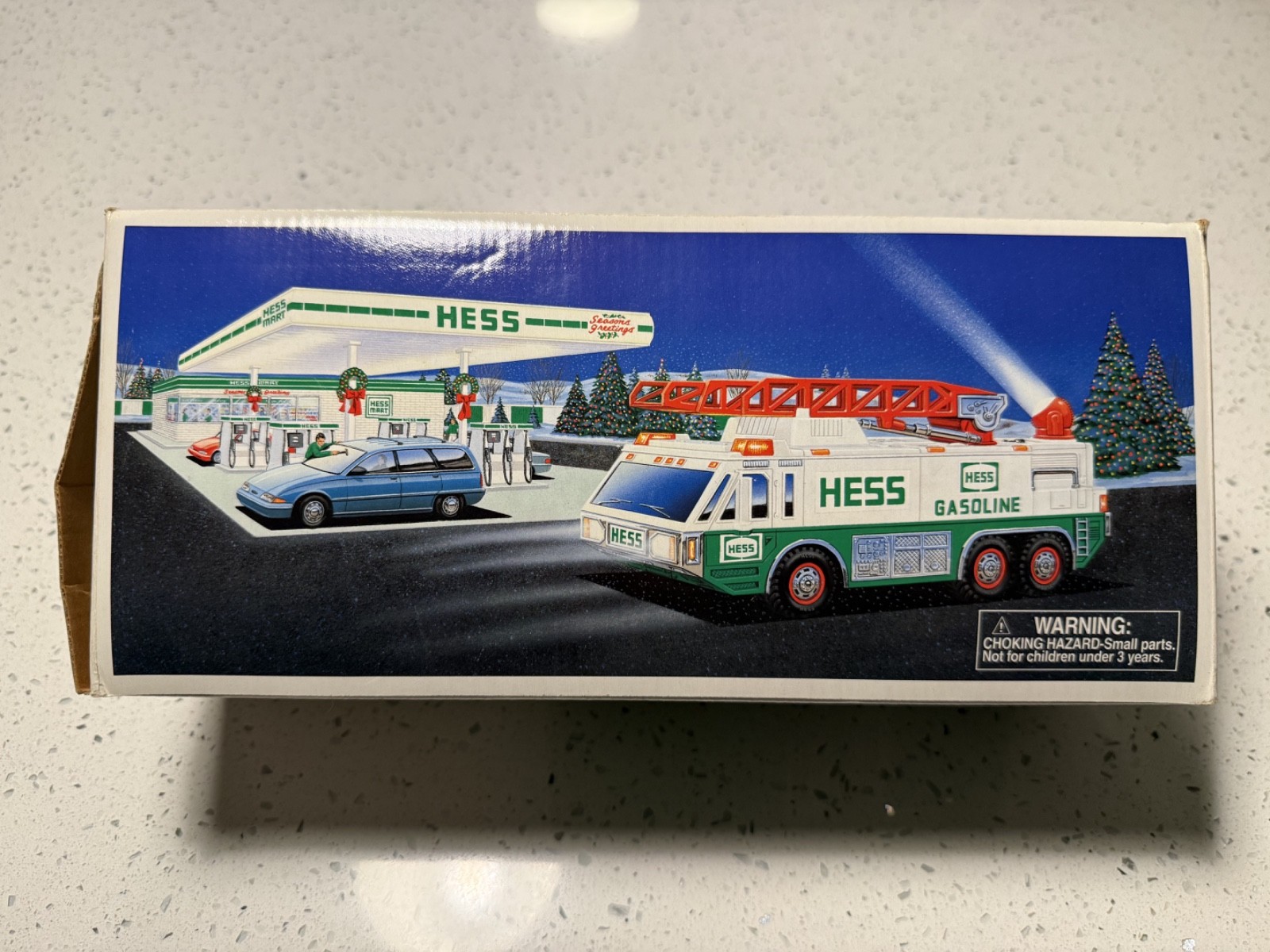 Vintage 1996 Hess Gasoline Working Lights With Box Emergency Fire Toy Truck