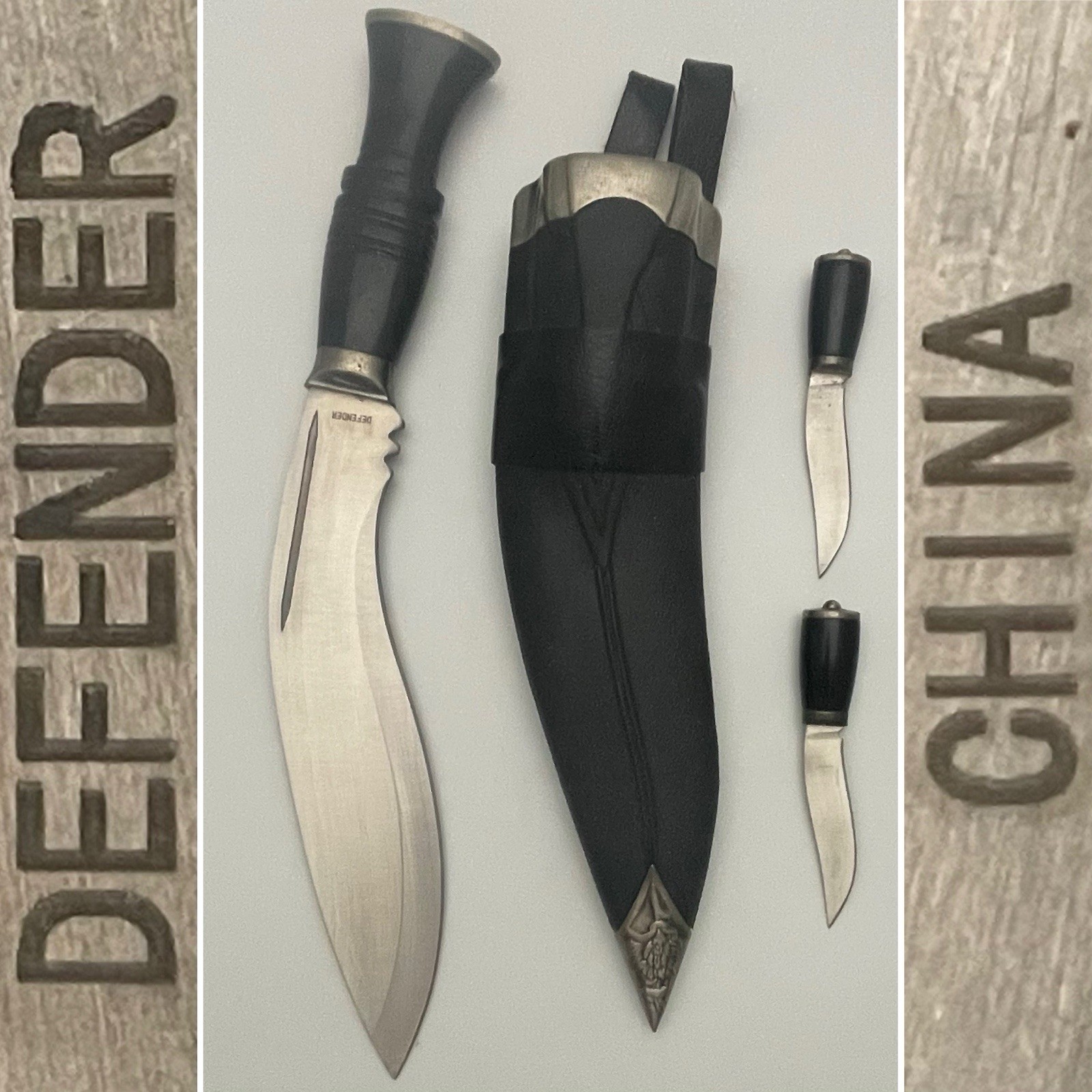 Defender by Frost Cutlery 12” SS 4 Piece Fantasy Kukri Knife w/2 Mini Daggers