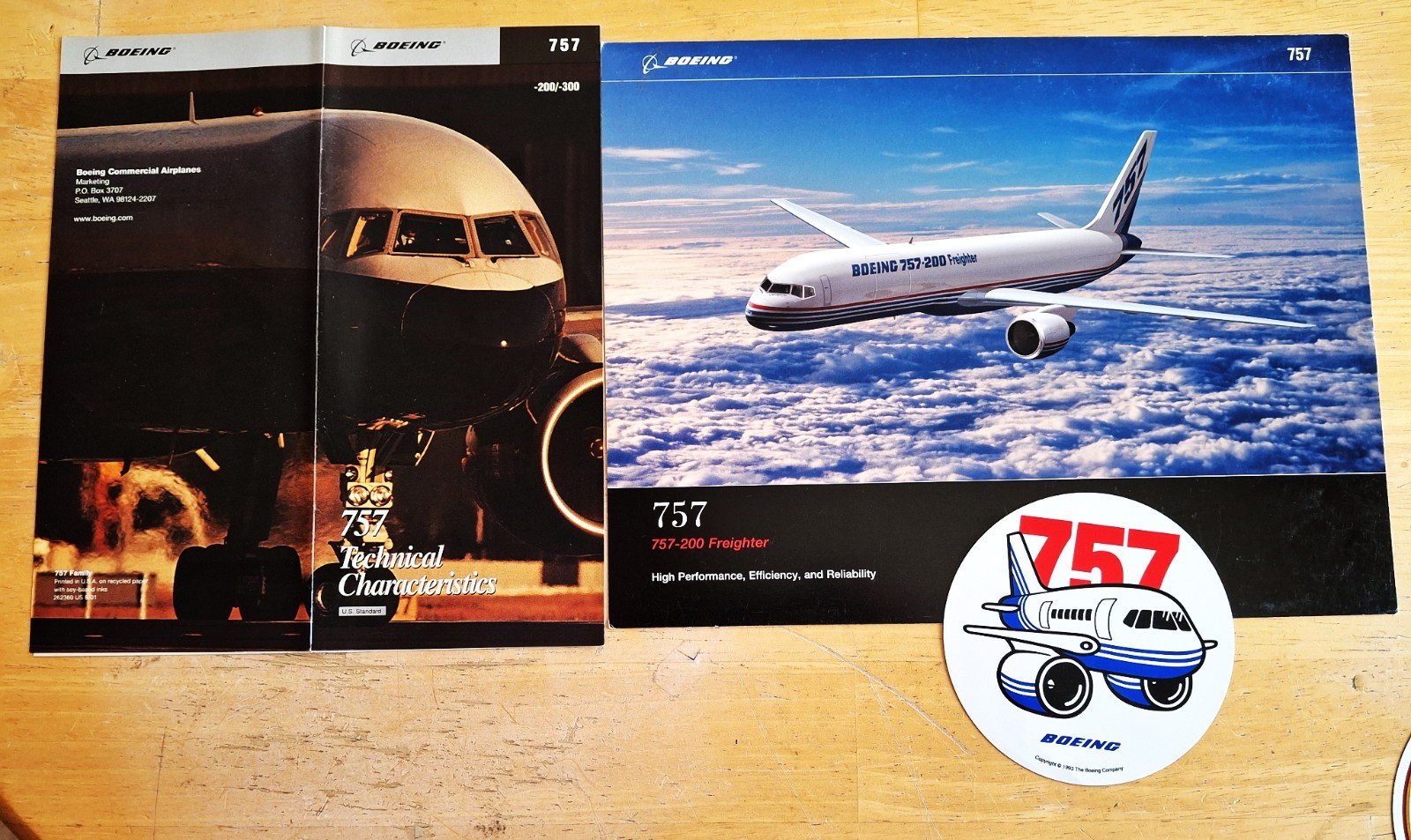 Boeing 757 Brochure + Boeing 757 4in Sticker Boeing 757-200F Profile Brochure