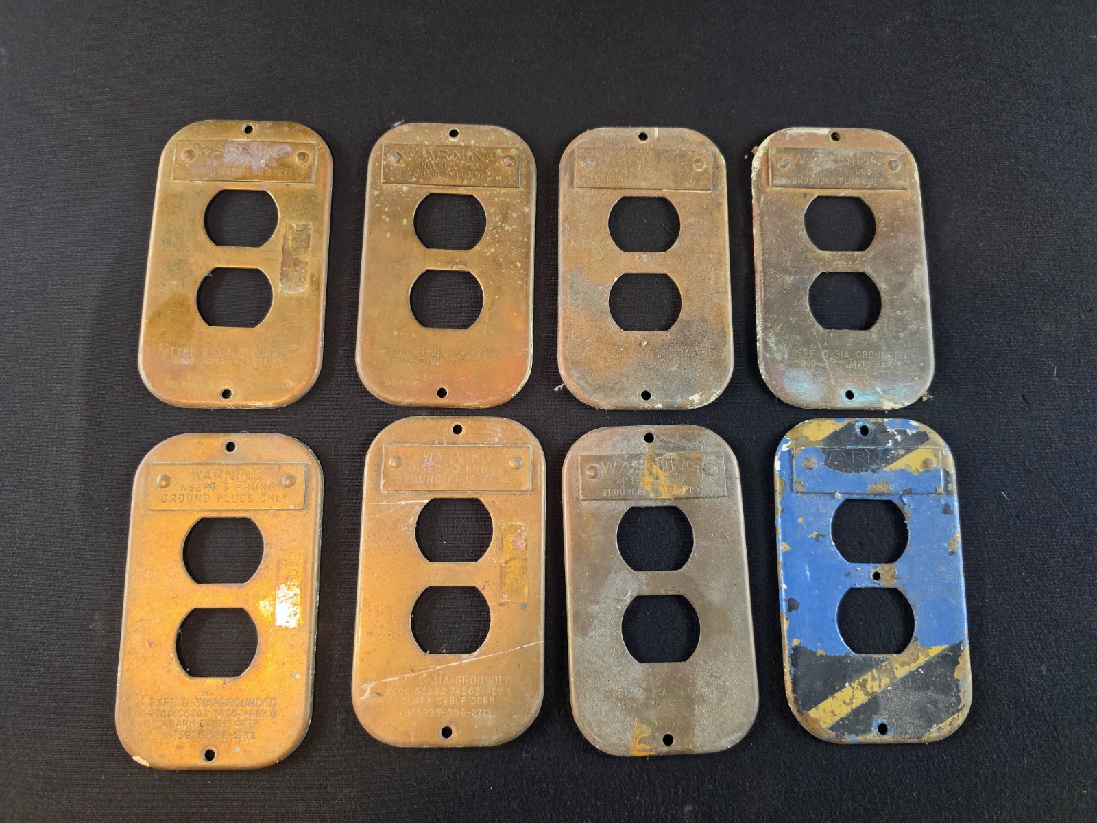 Vintage Brass Electrical Duplex Receptacle plate Nautical Military maritime navy