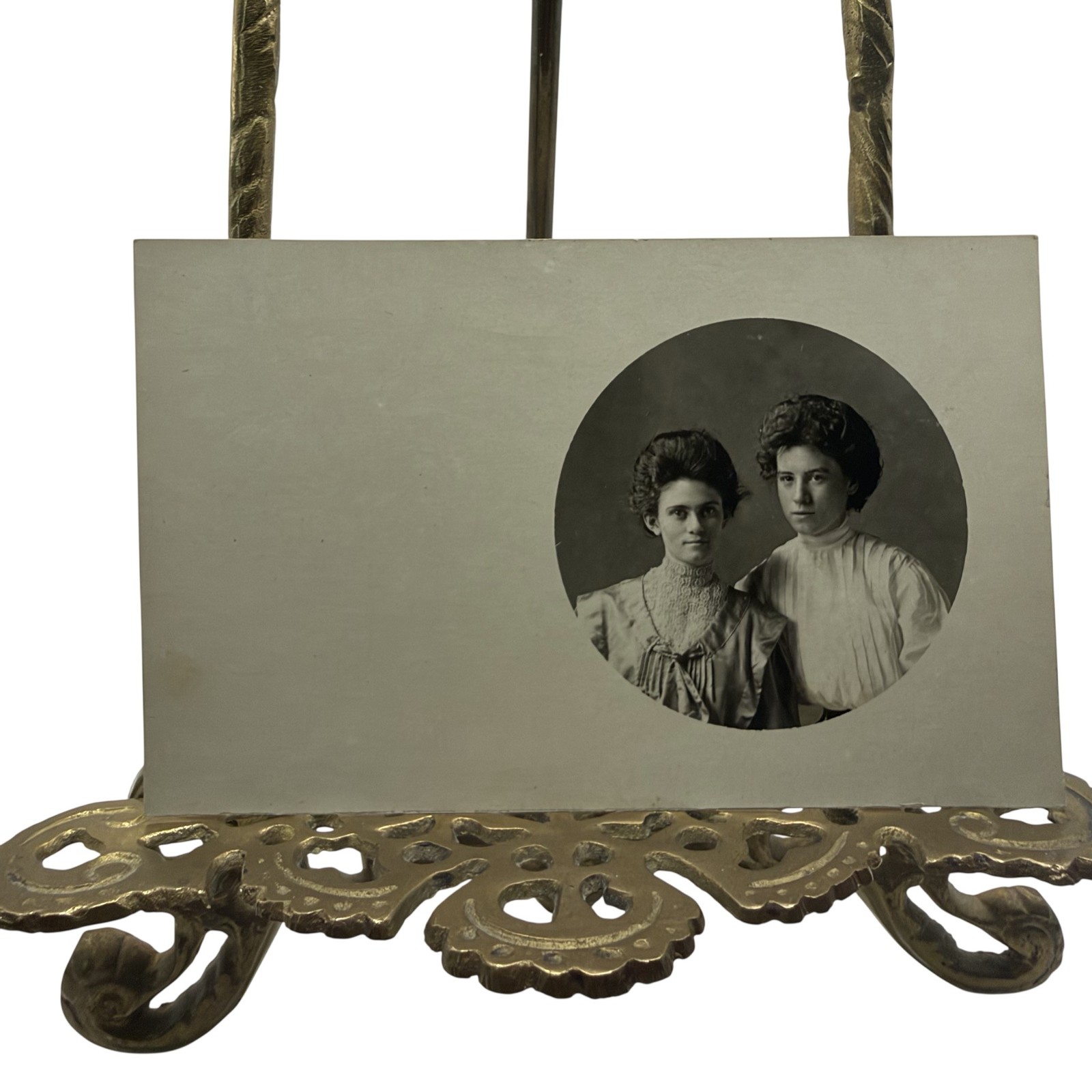 Antique C1910s Two Women Portrait B&W RPPC Real Photo Postcard Parnell Iowa USA
