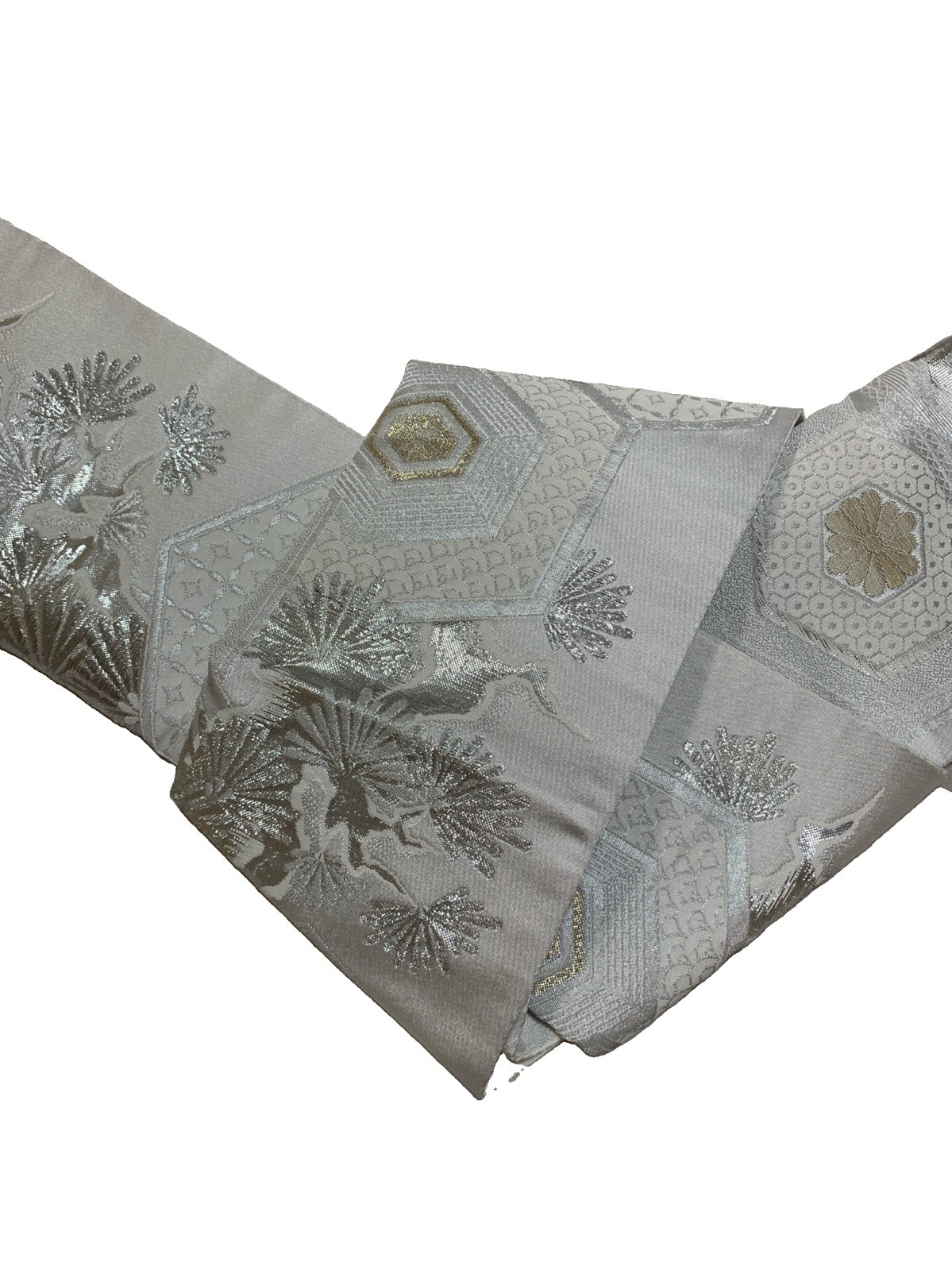 Japanese kimono  kaku obi belt.for men.yukata obi.hanhaba obi.white.pure silk.