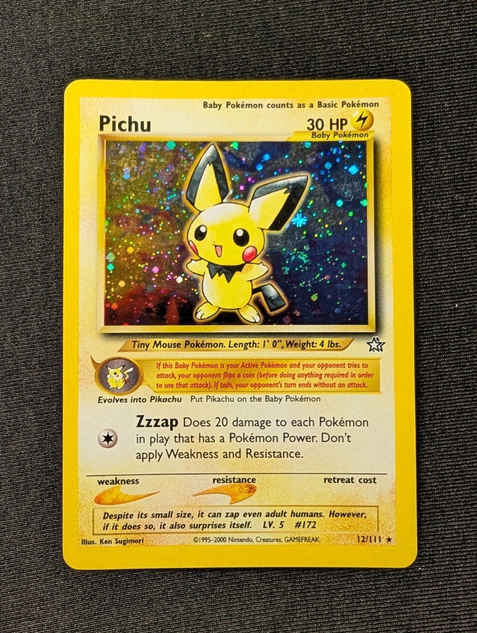 Pichu 12/111 Neo Genesis Holo Unlimited Pokemon TCG - NM Pichu 12/111 Neo Genesis Holo Unlimited Pokemon TCG - NM