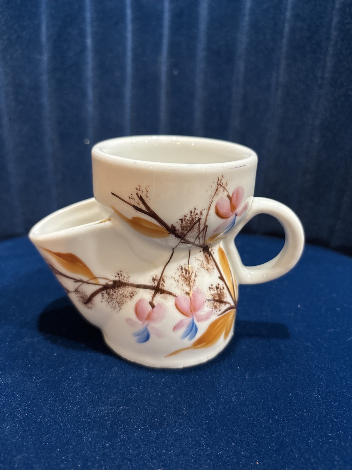 Antique Scuttle Porcelain Shaving Mug Floral Victorian Era beautiful