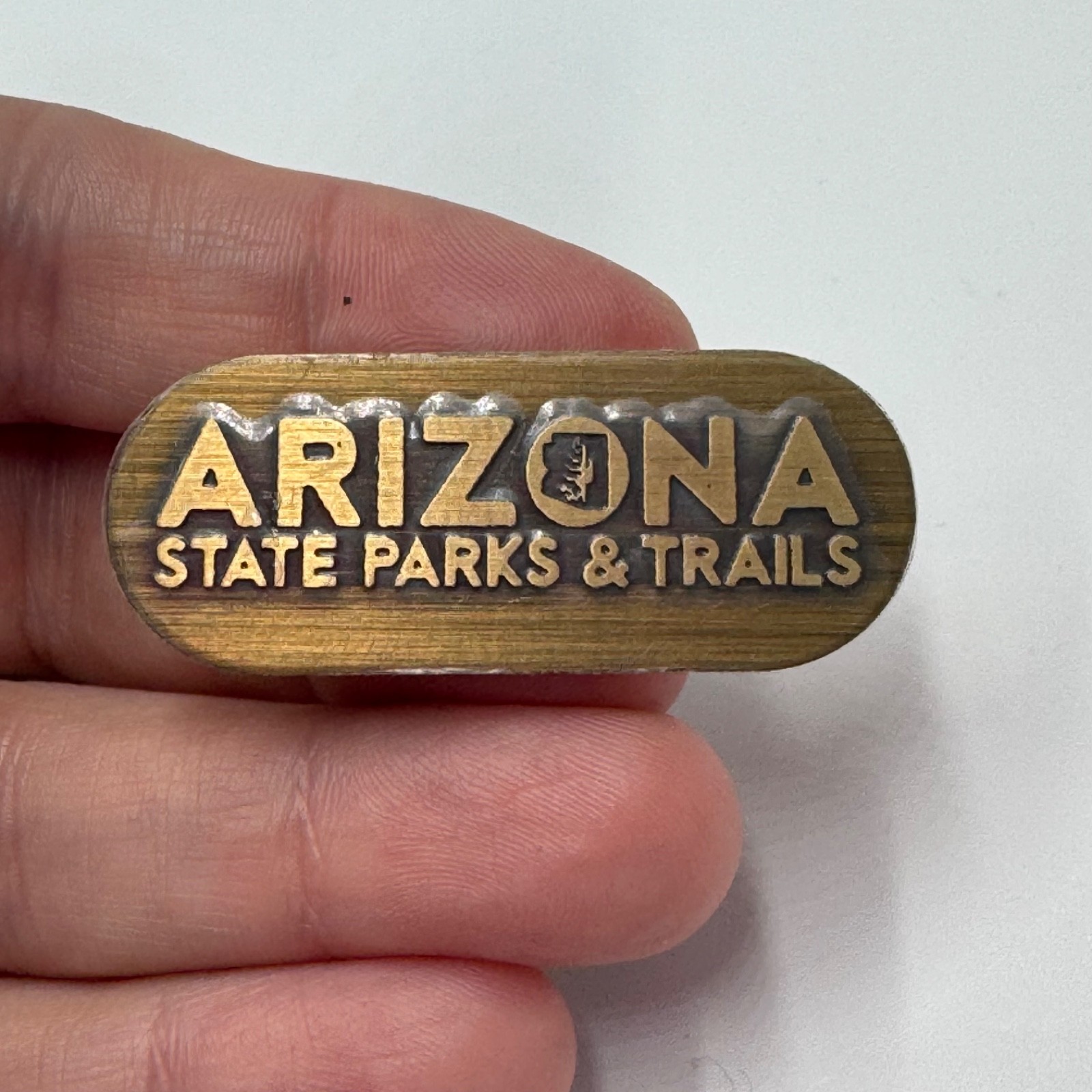 Arizona State Parks & Trails Lapel Pin Antiqued Brass-Tone Bar Souvenir