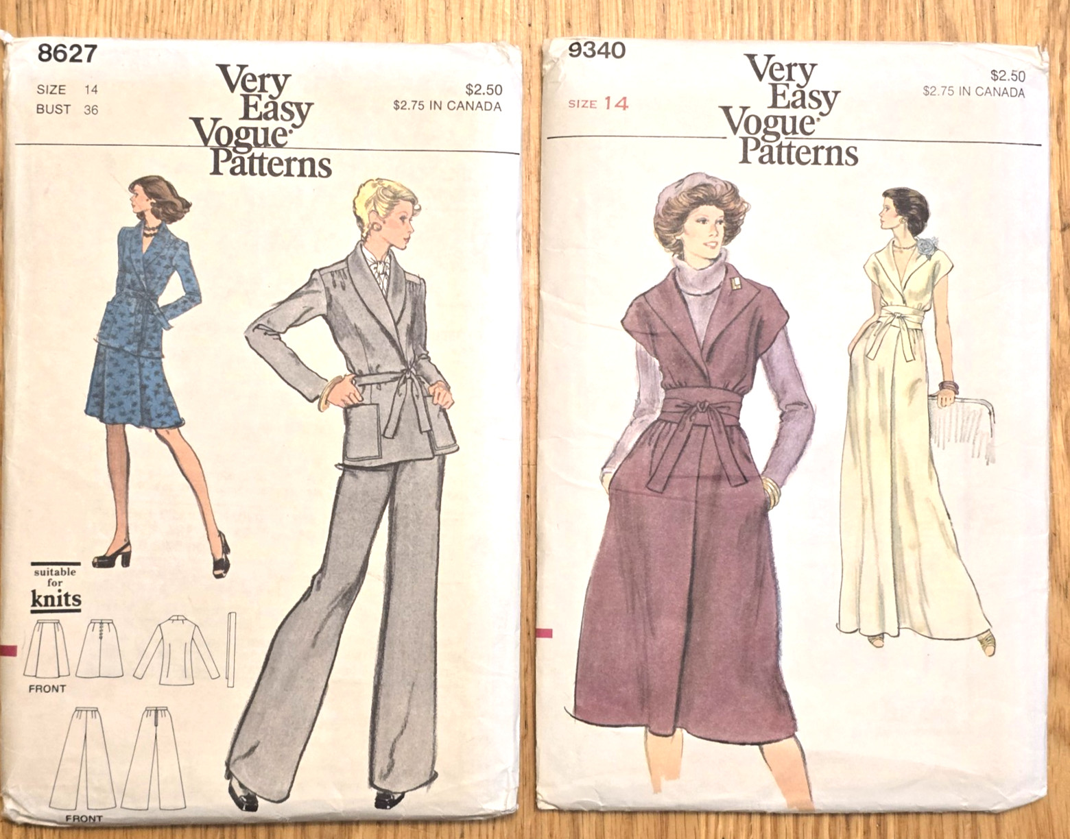 Vogue Patterns 9340 and 8627 Size-14 Uncut Very Easy Patterns