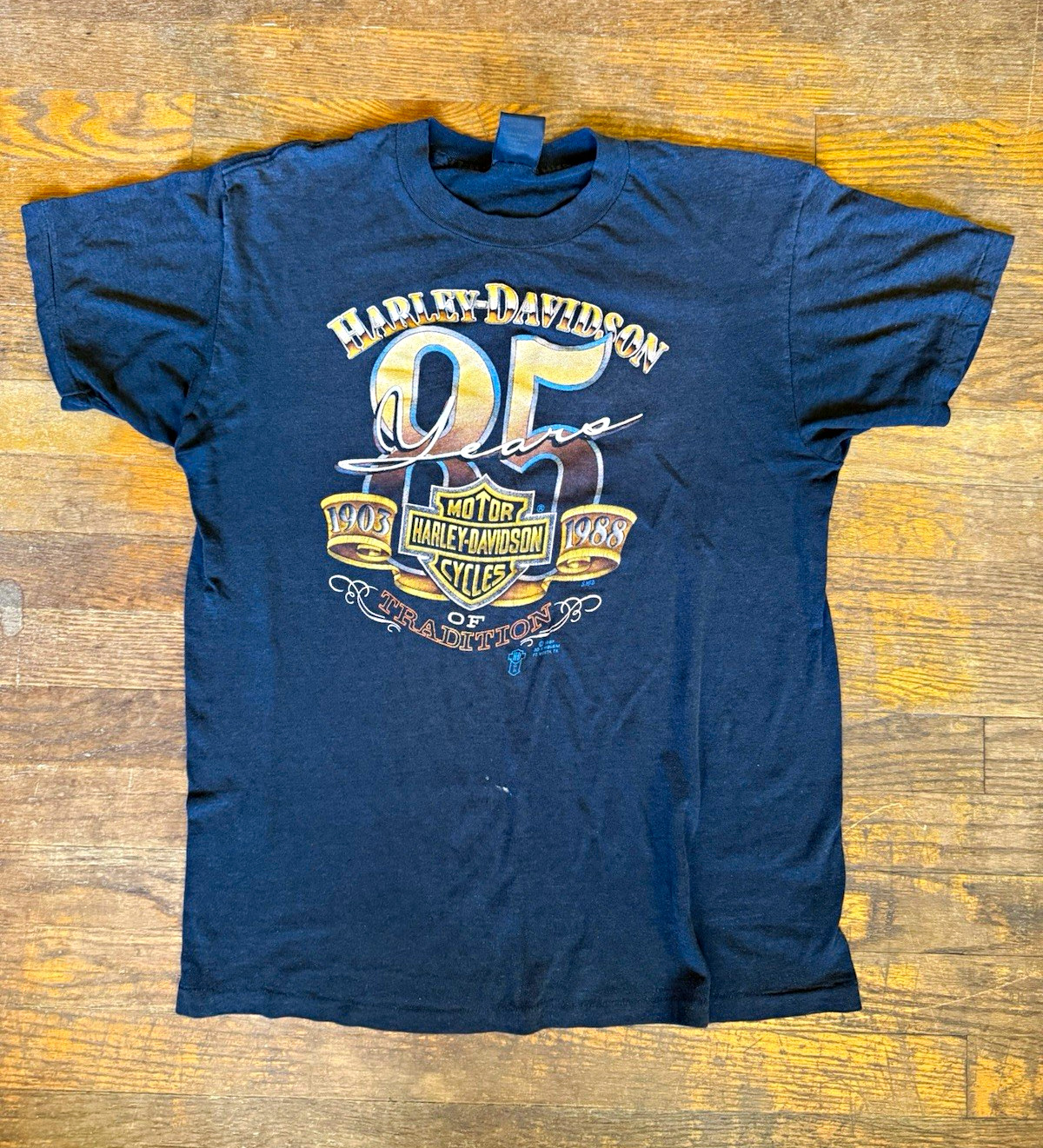 3D Emblem 1987 Harley-Davidson Tag 85 Years of Tradition Florida Shirt XL - Read