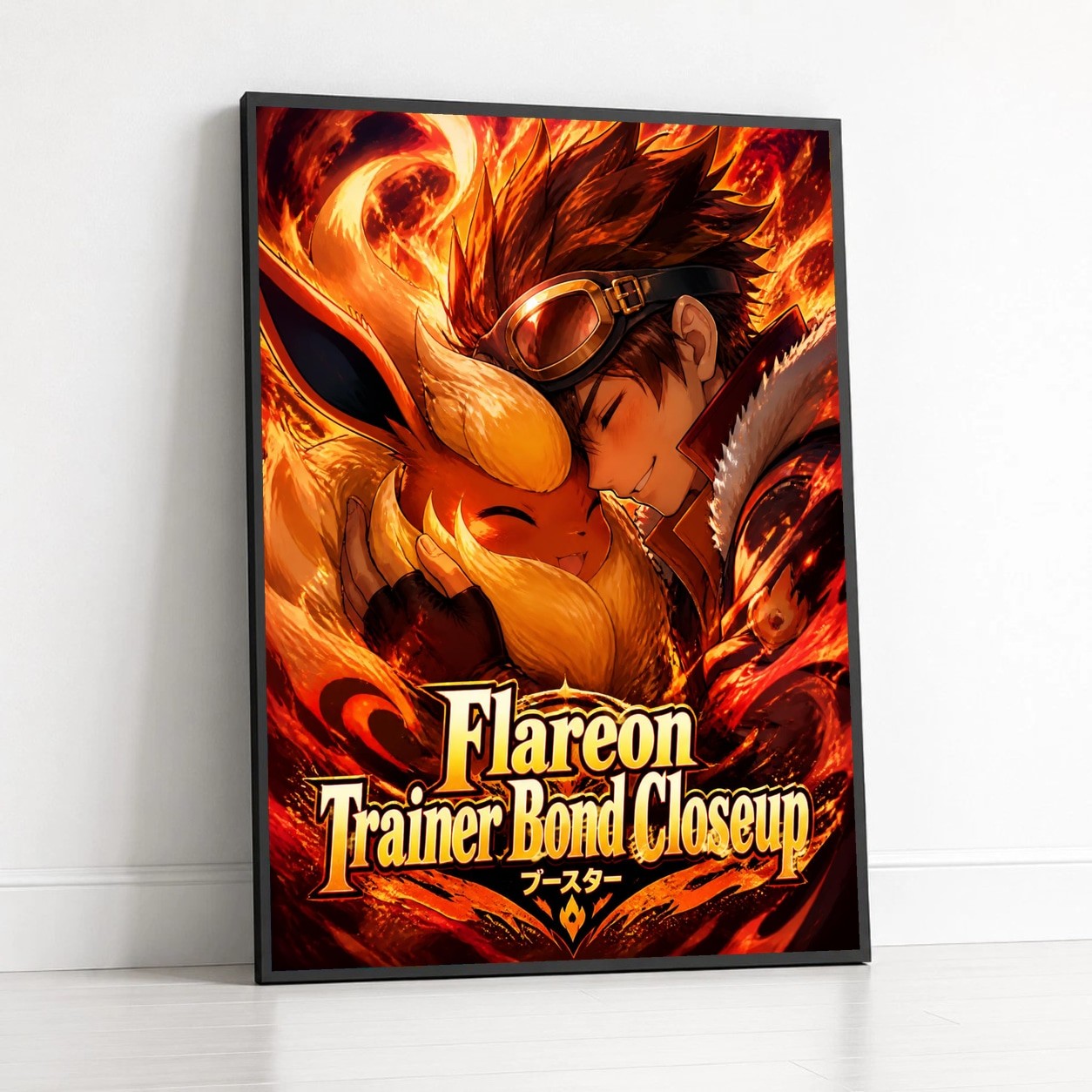 Poster Pokemon - Flareon Trainer Bond Closeup Warm Gaze Ultra-HD Art Print Poster Pokemon - Flareon Trainer Bond Closeup Warm Gaze Ultra-HD Art Print