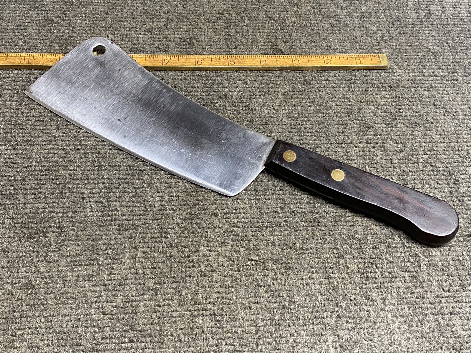 Vintage Meat / Vegetable Cleaver Sharp With Hardwood Handle Unbranded 