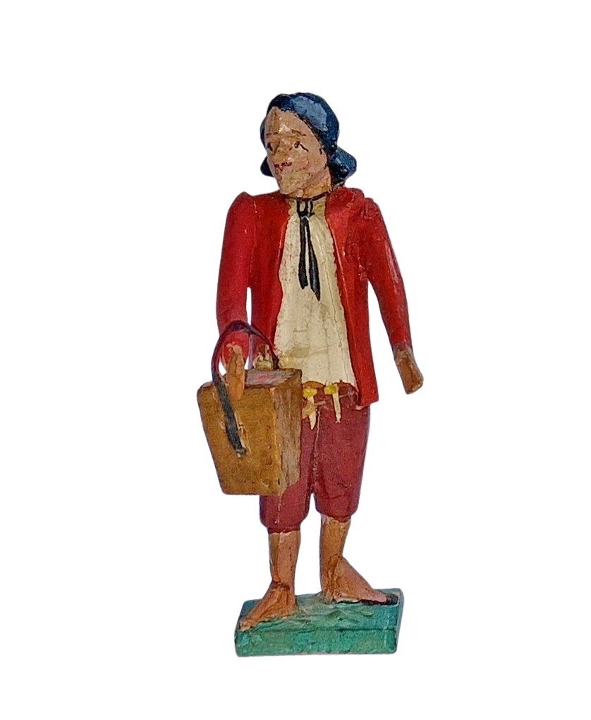 Antique Grulicher Nativity Figure, Hand Carved Around 1900, (10 Cm)