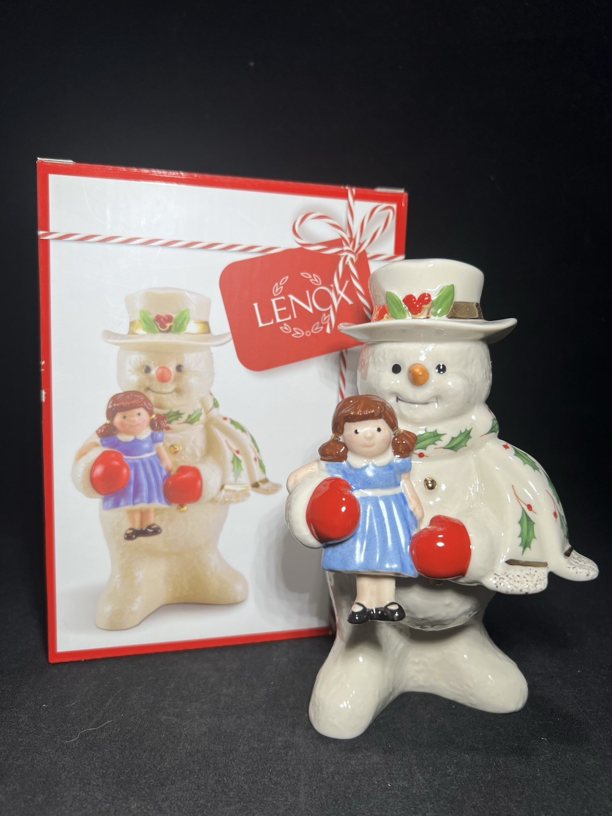 2020 Lenox Christmas Annual Snowman with Doll Porcelain Figurine #890389
