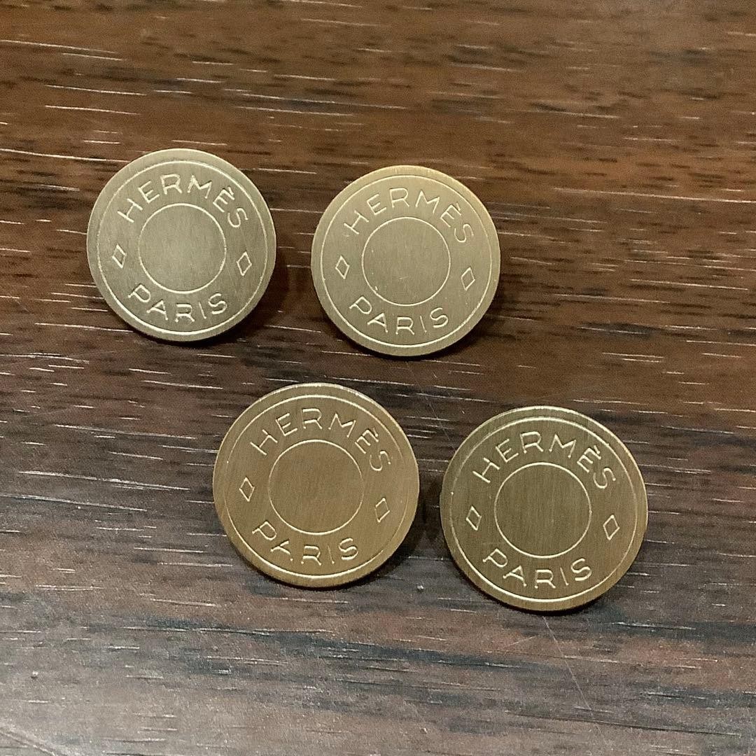 HERMES Hermes Sellier Buttons, Set of 4, Silver