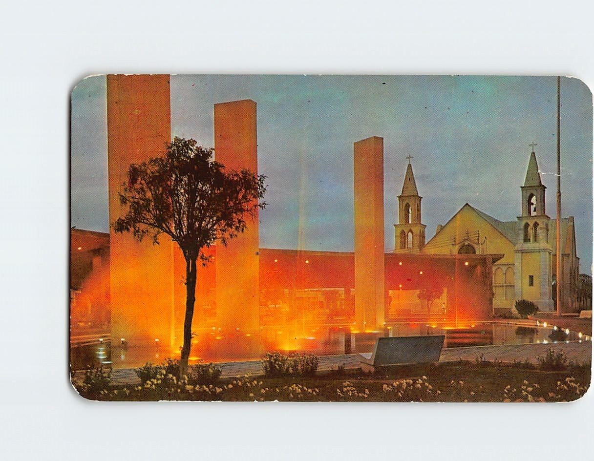 Postcard Fountain and Cathedral, Ciudad Obregón, Mexico