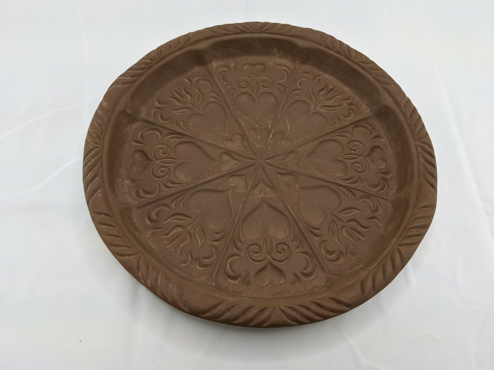 Hartstone Pottery USA Pie Plate Hearts Swirls Baker Stoneware