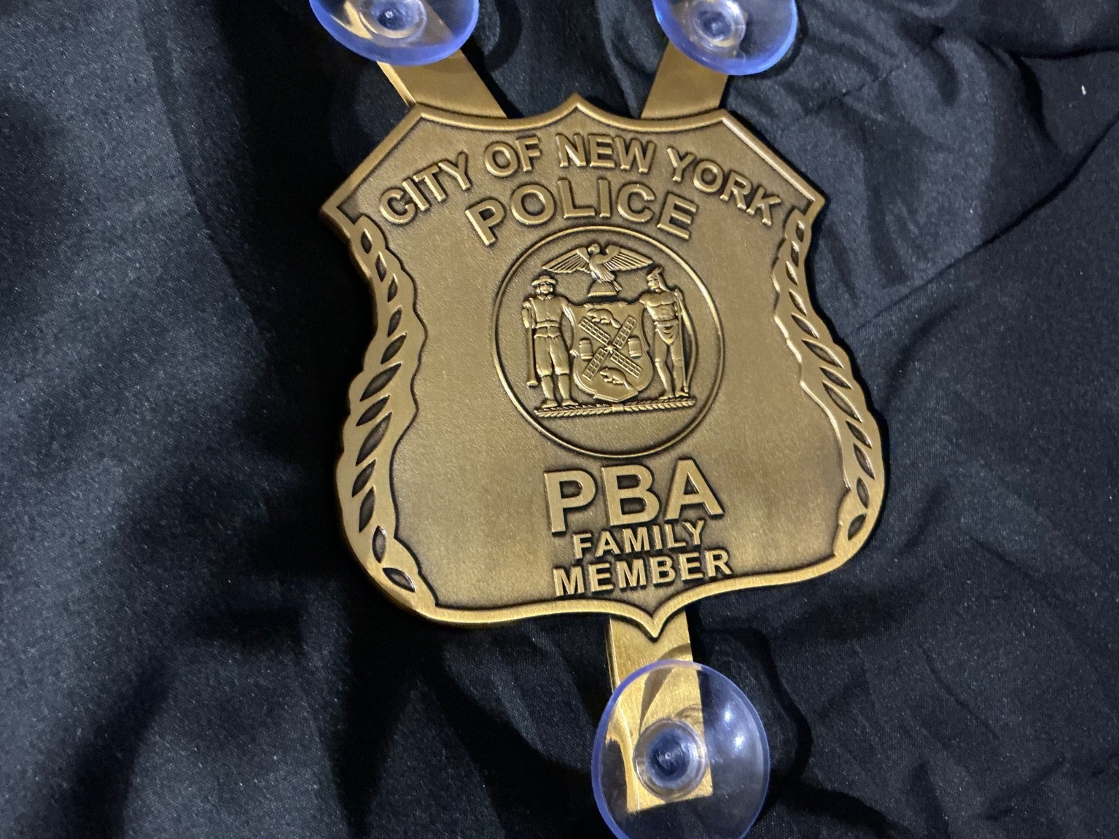 NYPD RARE Gold Windshield Metal Medallion Family Members