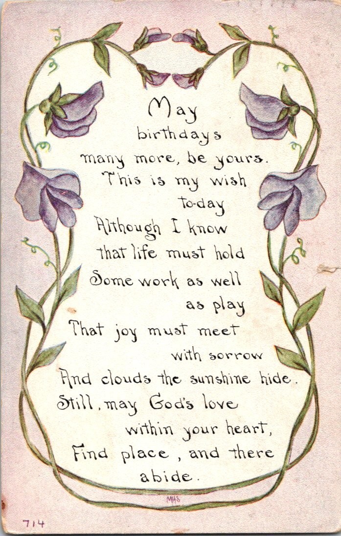 Vintage May Birthday Postcard Floral Verse F.A. Owen Co. 1910s Vintage May Birthday Postcard Floral Verse F.A. Owen Co. 1910s
