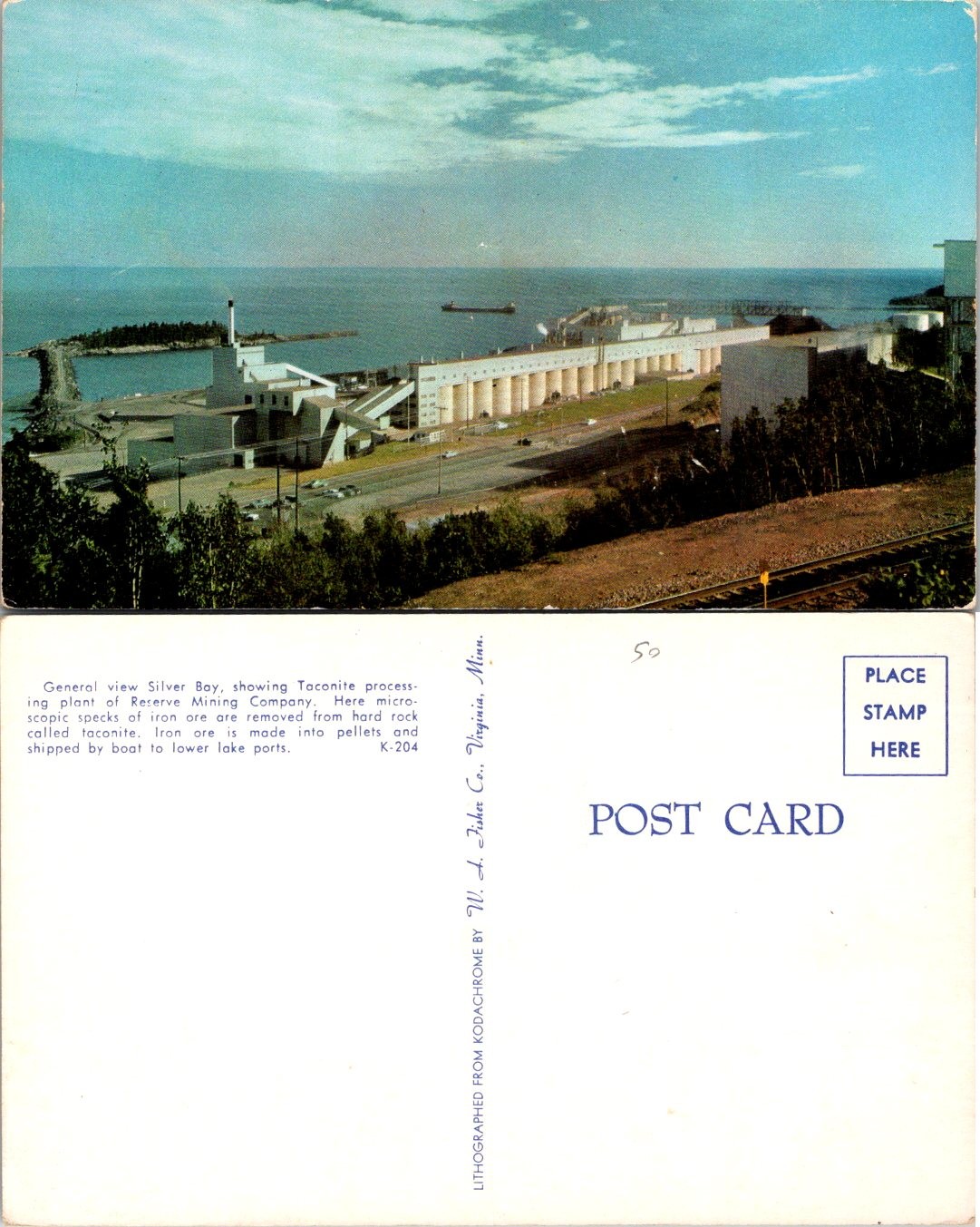 Postcard Silver Bay Minnesota General View Taconite Processing Plant